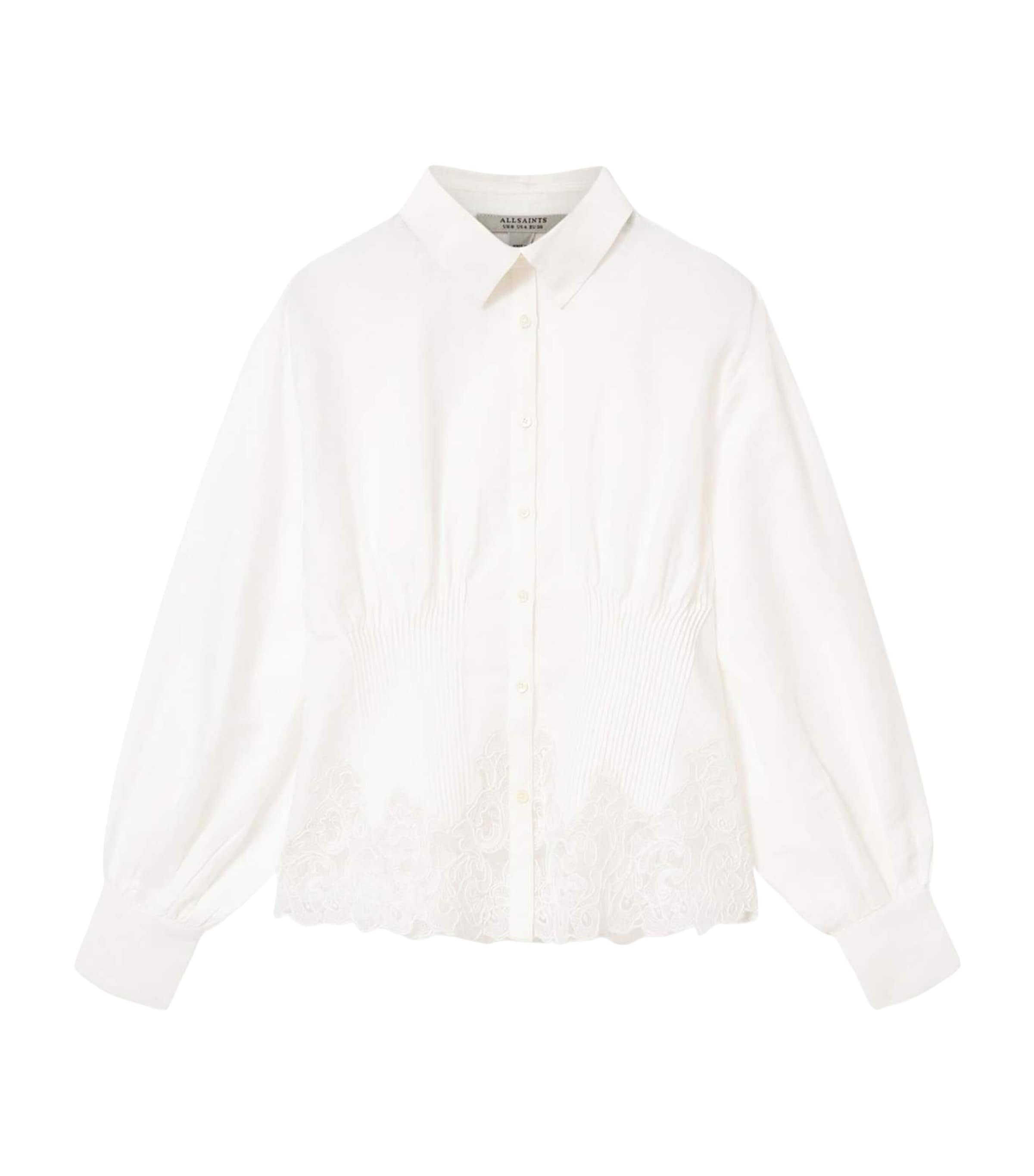 AllSaints Womens Linen-Cotton Carol Shirt White