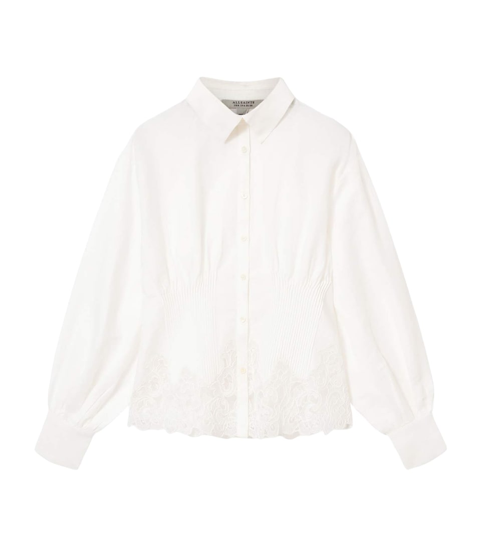 AllSaints Womens Linen-Cotton Carol Shirt White