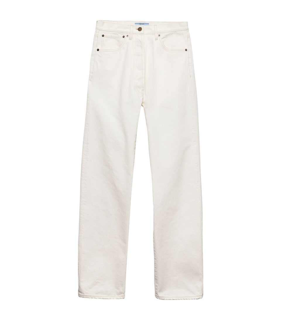 Prada Womens Old Denim Straight Jeans White