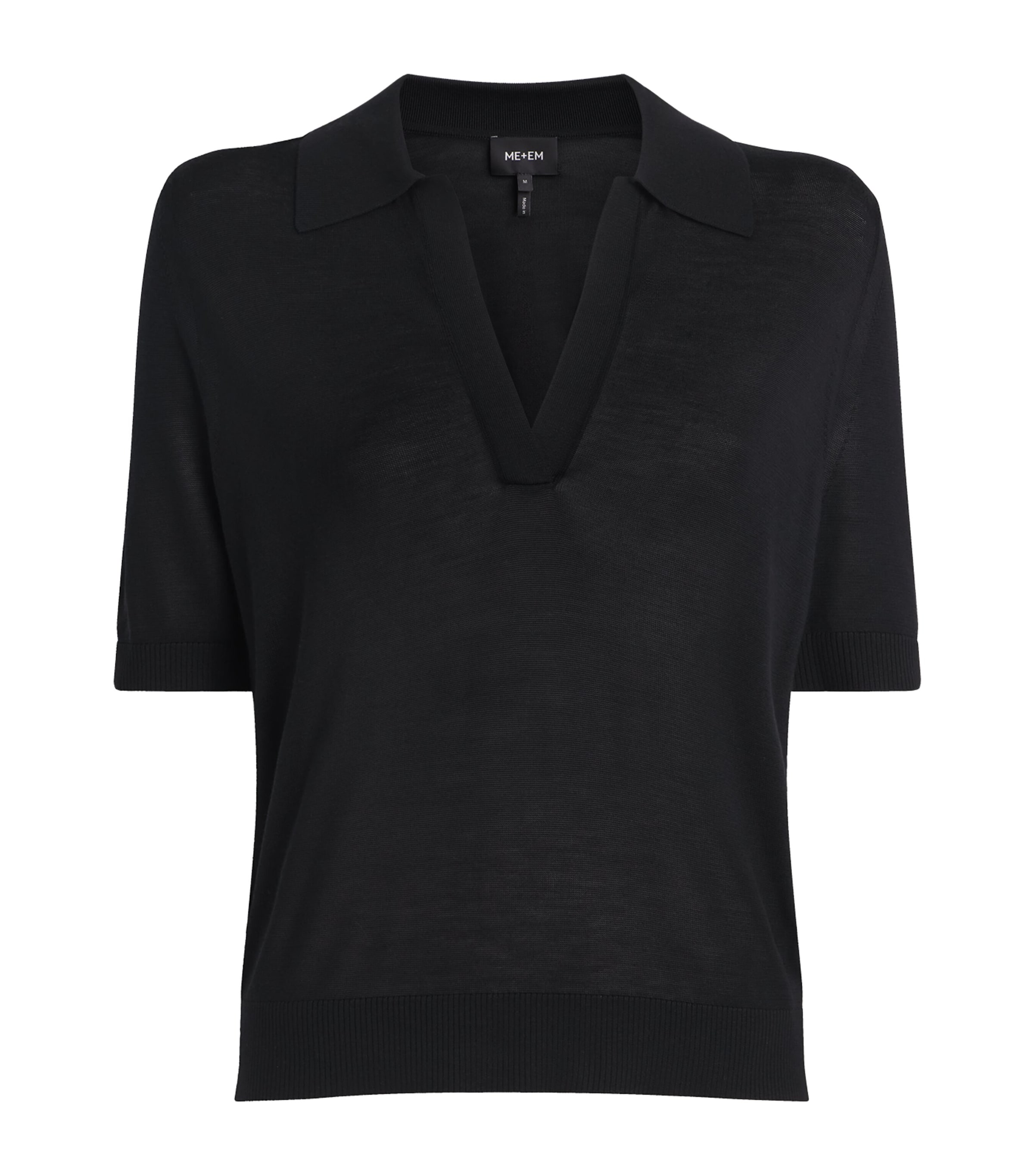 ME+EM Womens Silk Polo Shirt Black