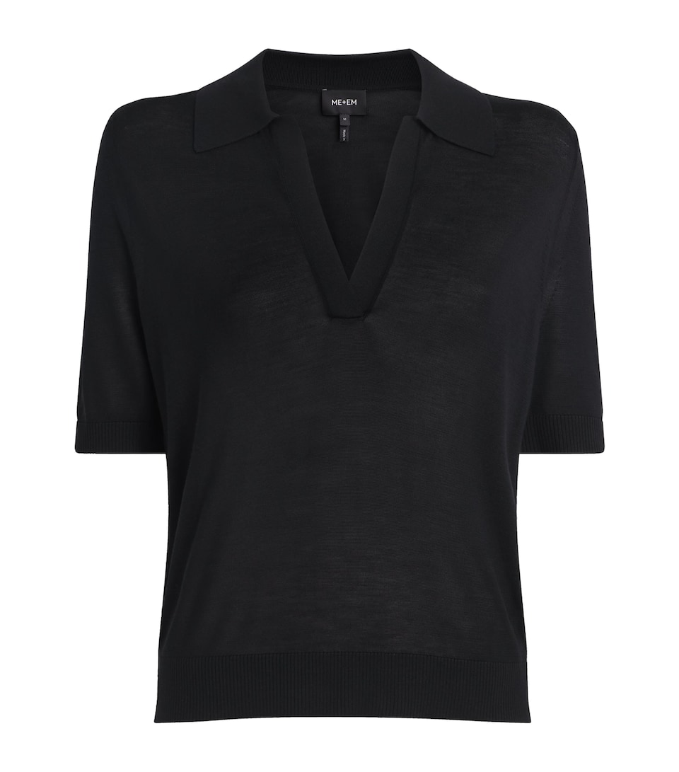 ME+EM Womens Silk Polo Shirt Black