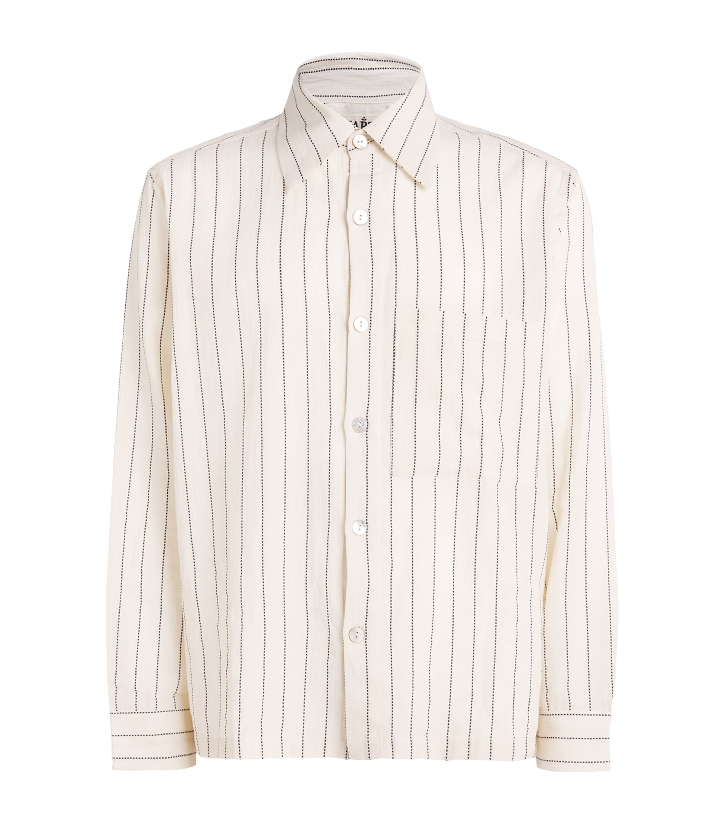 Kartik Research Mens Cotton Stripe Shirt White/navy