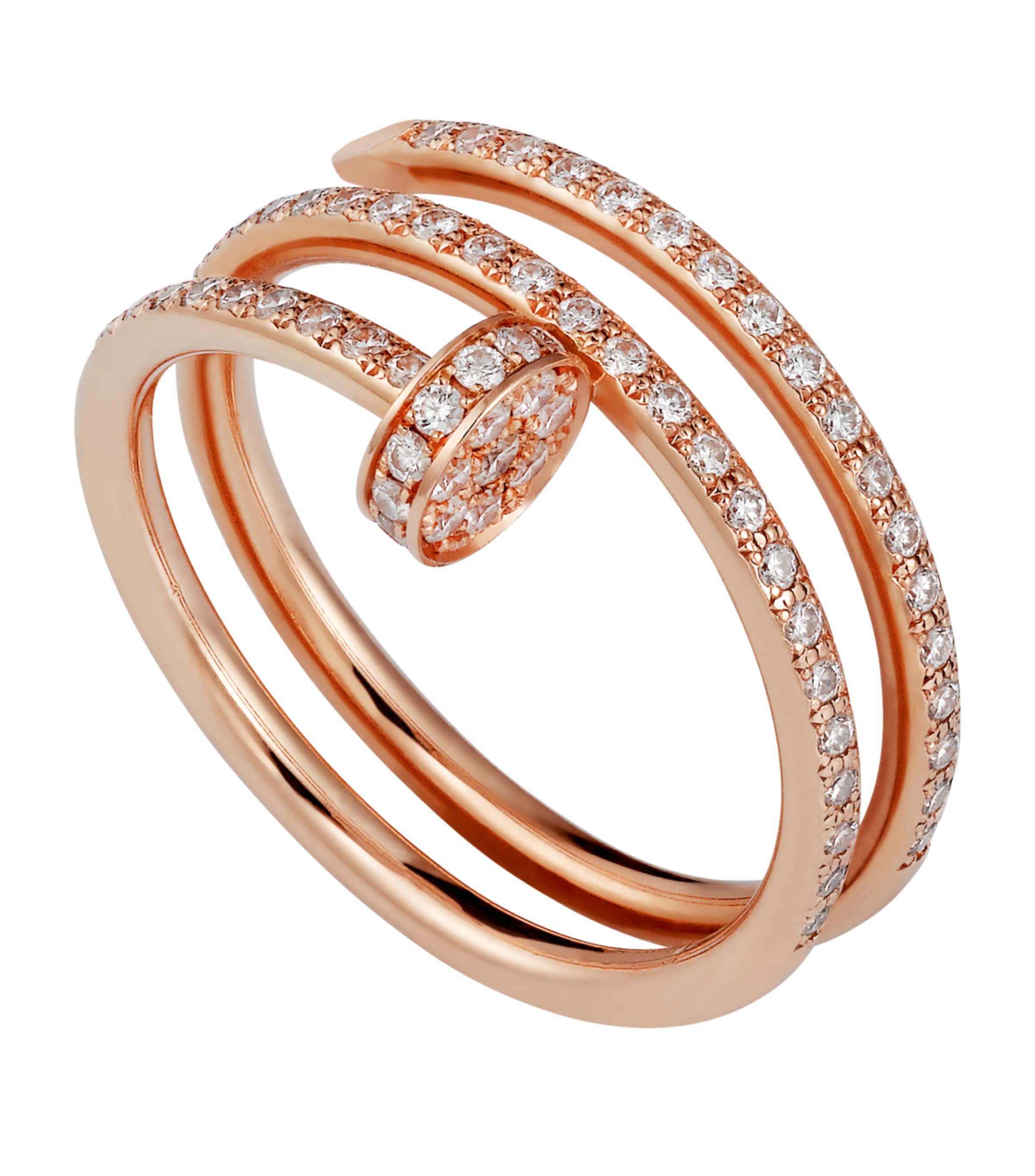 Rose Gold and Pavé Diamond Double Juste un Clou Ring