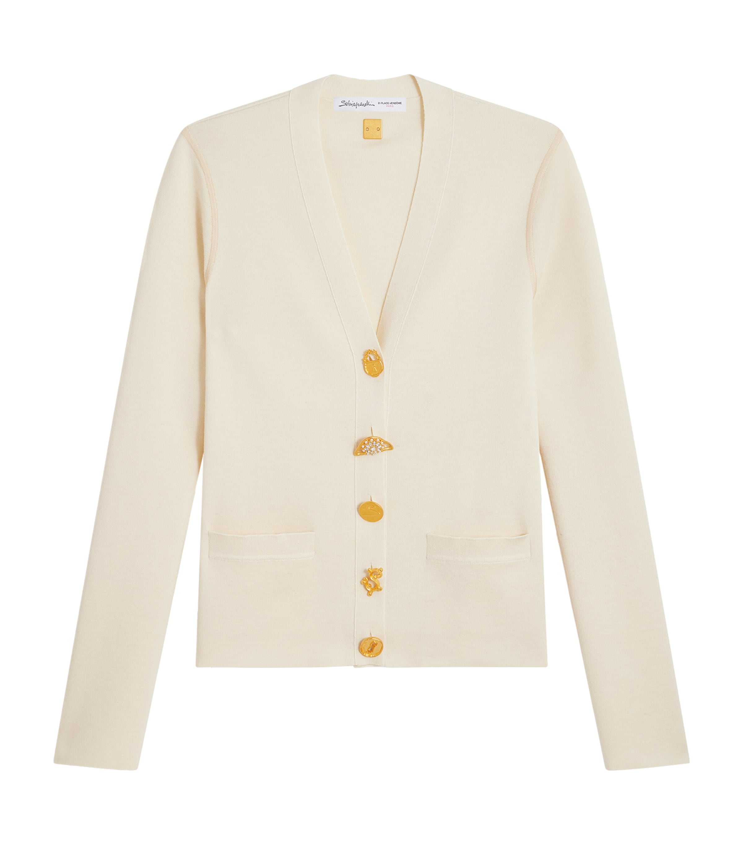 Schiaparelli Womens Cashmere-Blend Anatomy Cardigan Ecru