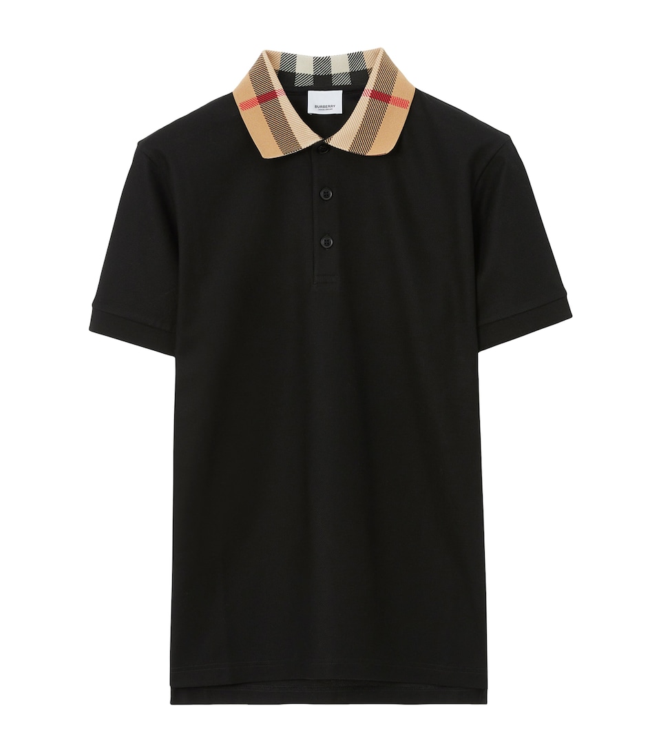 Cotton Check-Collar Polo Shirt