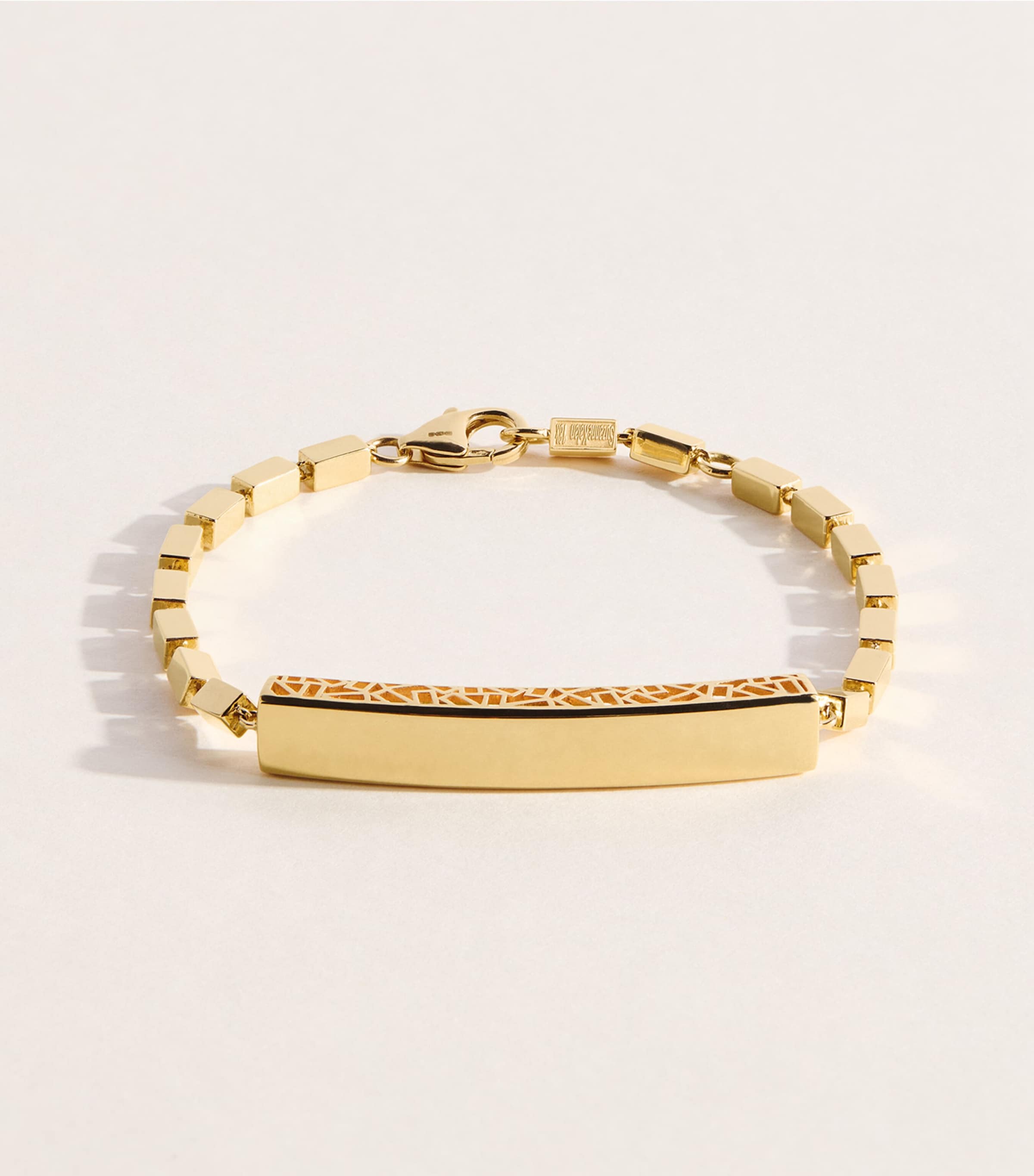 Suzanne Kalan Yellow Gold Block-Chain ID Bracelet Yg/solid