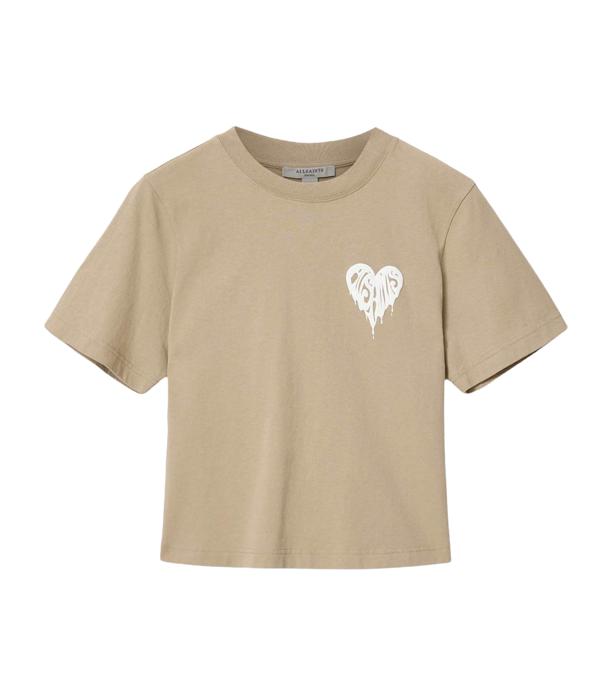 AllSaints Womens Organic Cotton Lisa Trip Logo T-Shirt Shale Grey