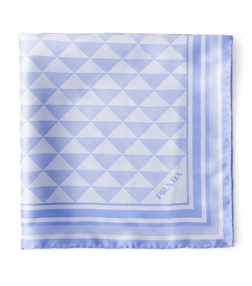 Prada Silk Jacquard Scarf Light Blue