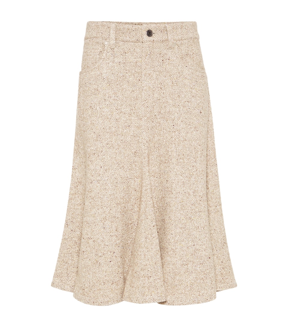 Flecked Virgin Wool-Silk-Blend Midi Skirt