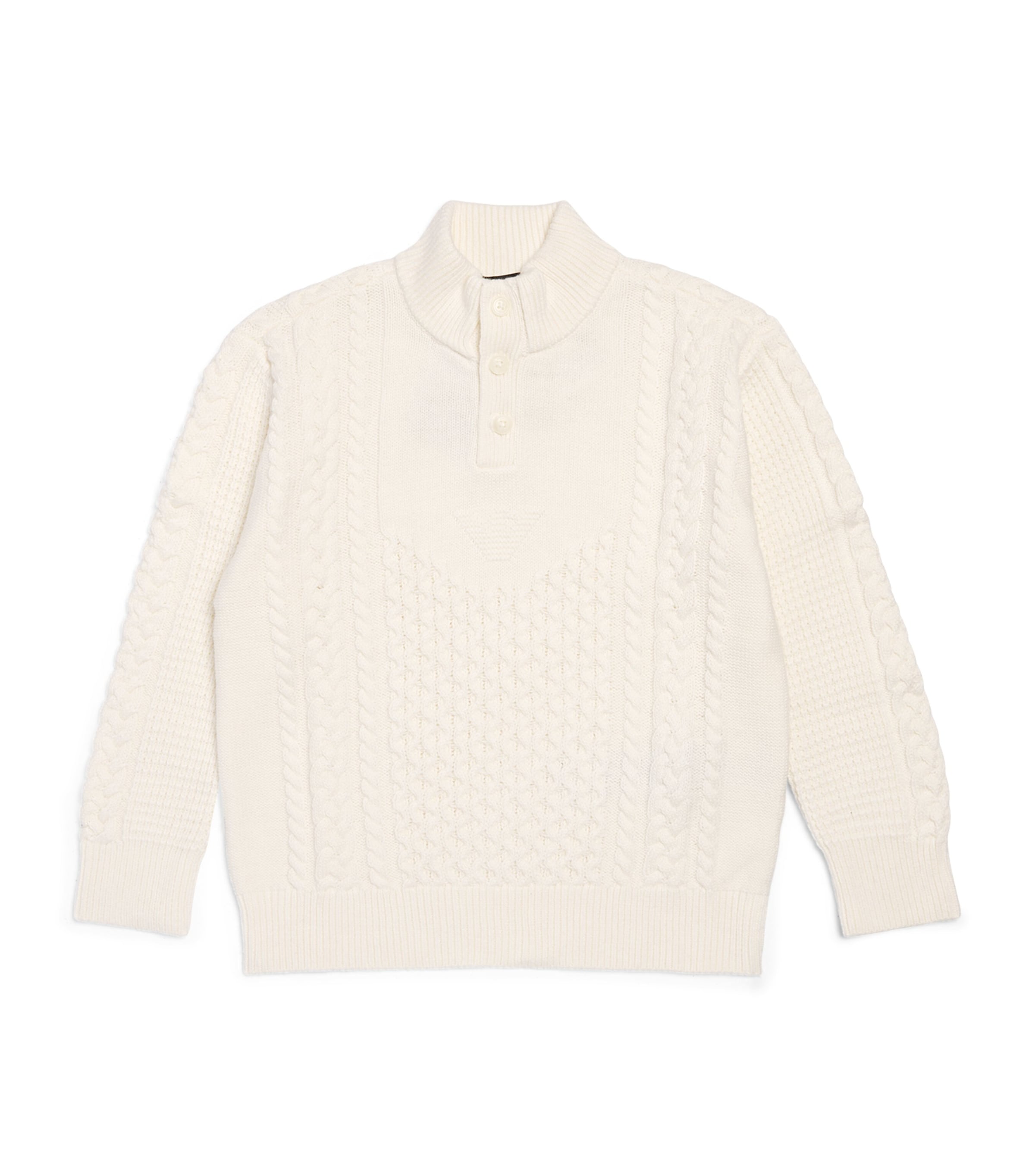 Emporio Armani Kids Cotton-Blend Sweater (4-16 Years) White Sand