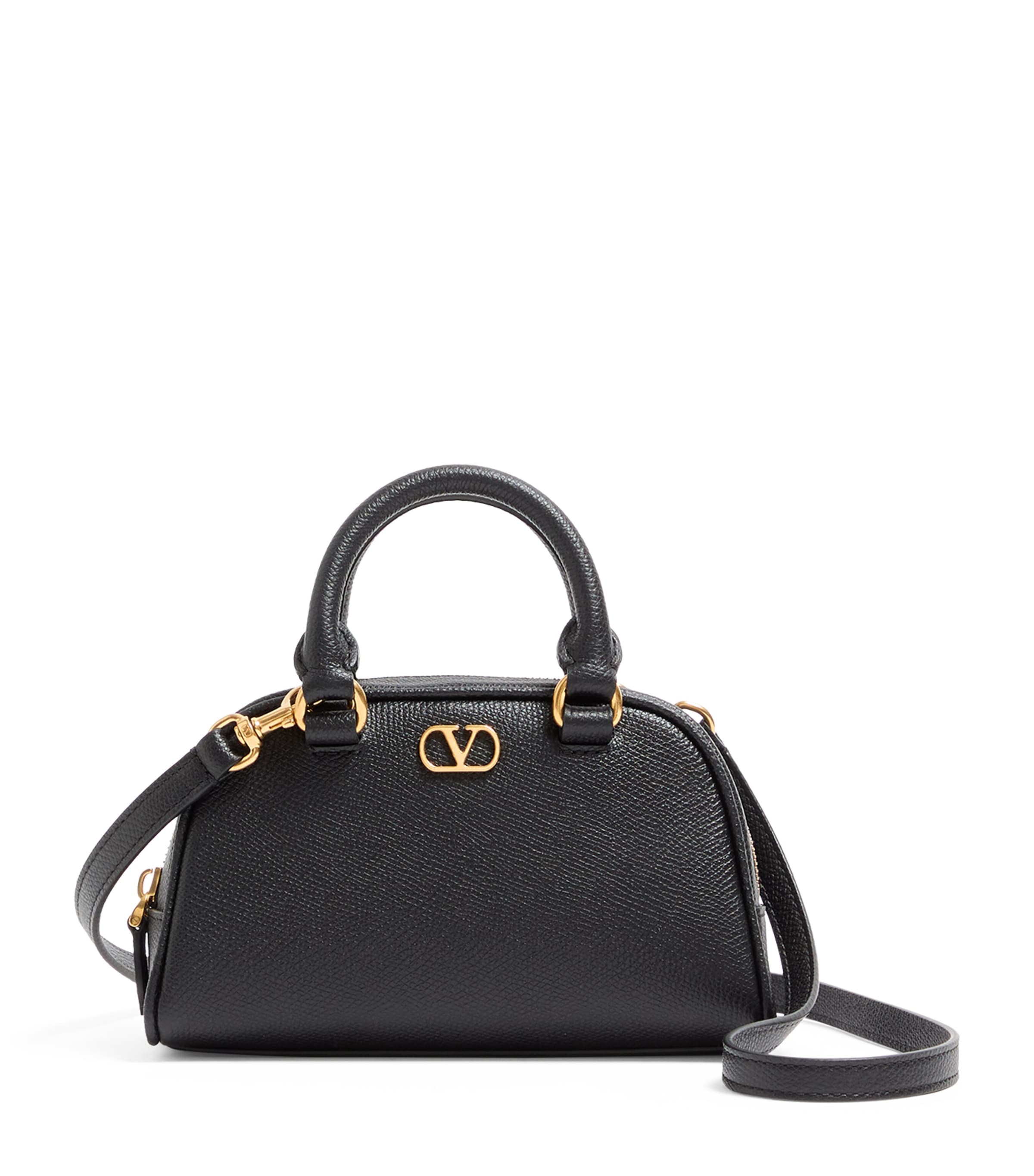 Mini Grained Leather VLogo Signature Top-Handle Bag