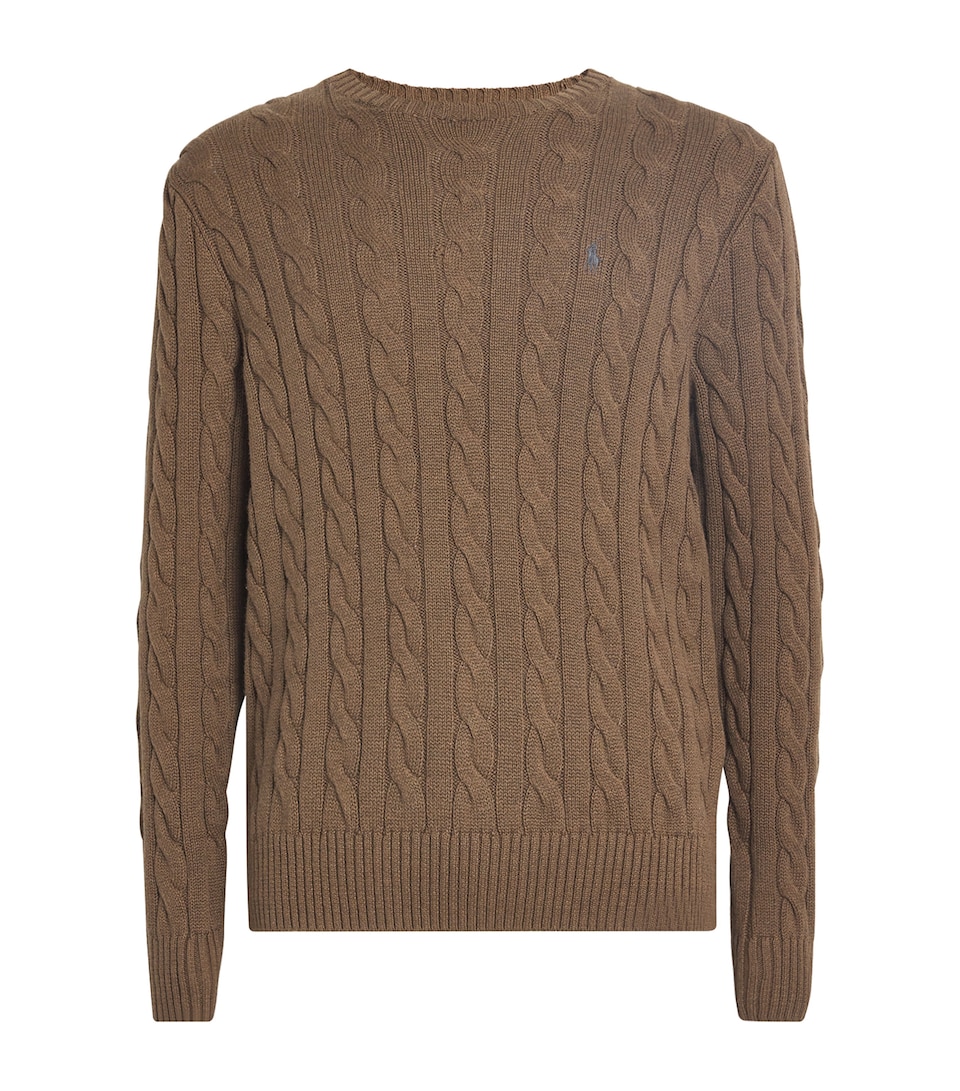 Cable-Knit Polo Pony Sweater