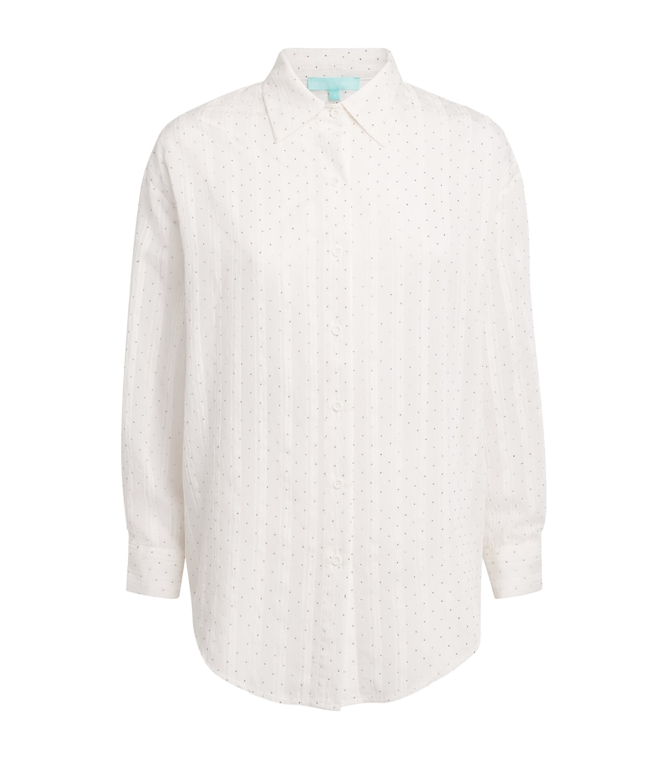 Melissa Odabash Womens Cotton Diamanté Ziggy Shirt White