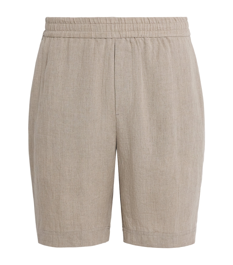 Sunspel Mens Linen Drawstring Shorts Brbd Sand