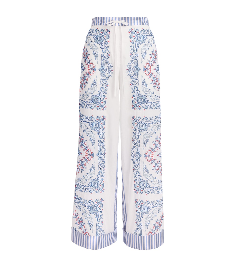 Claudie Pierlot Womens Cotton Embroidered Trousers Multicolored