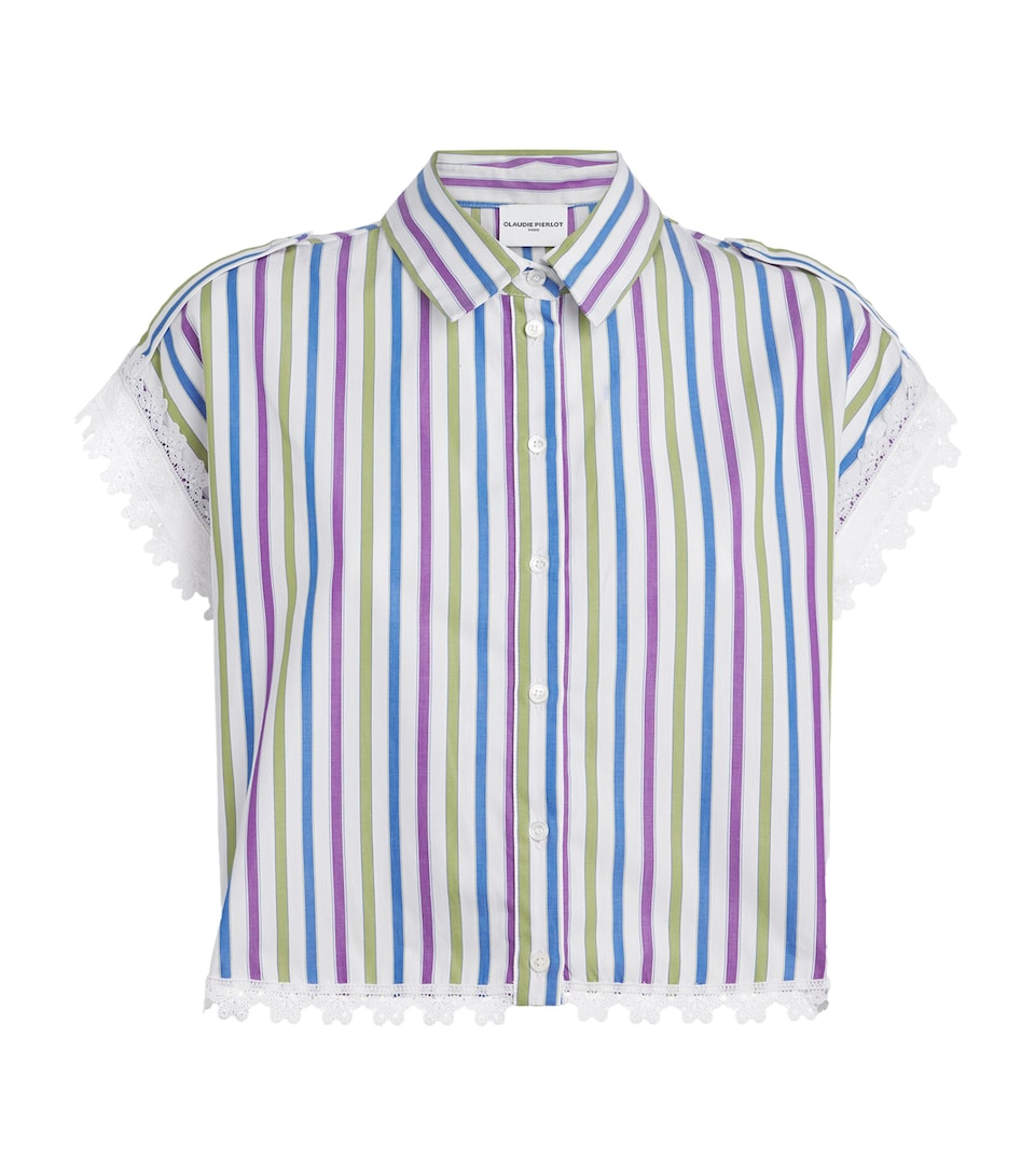 Claudie Pierlot Womens Lace-Trim Stripe Shirt Multicolored