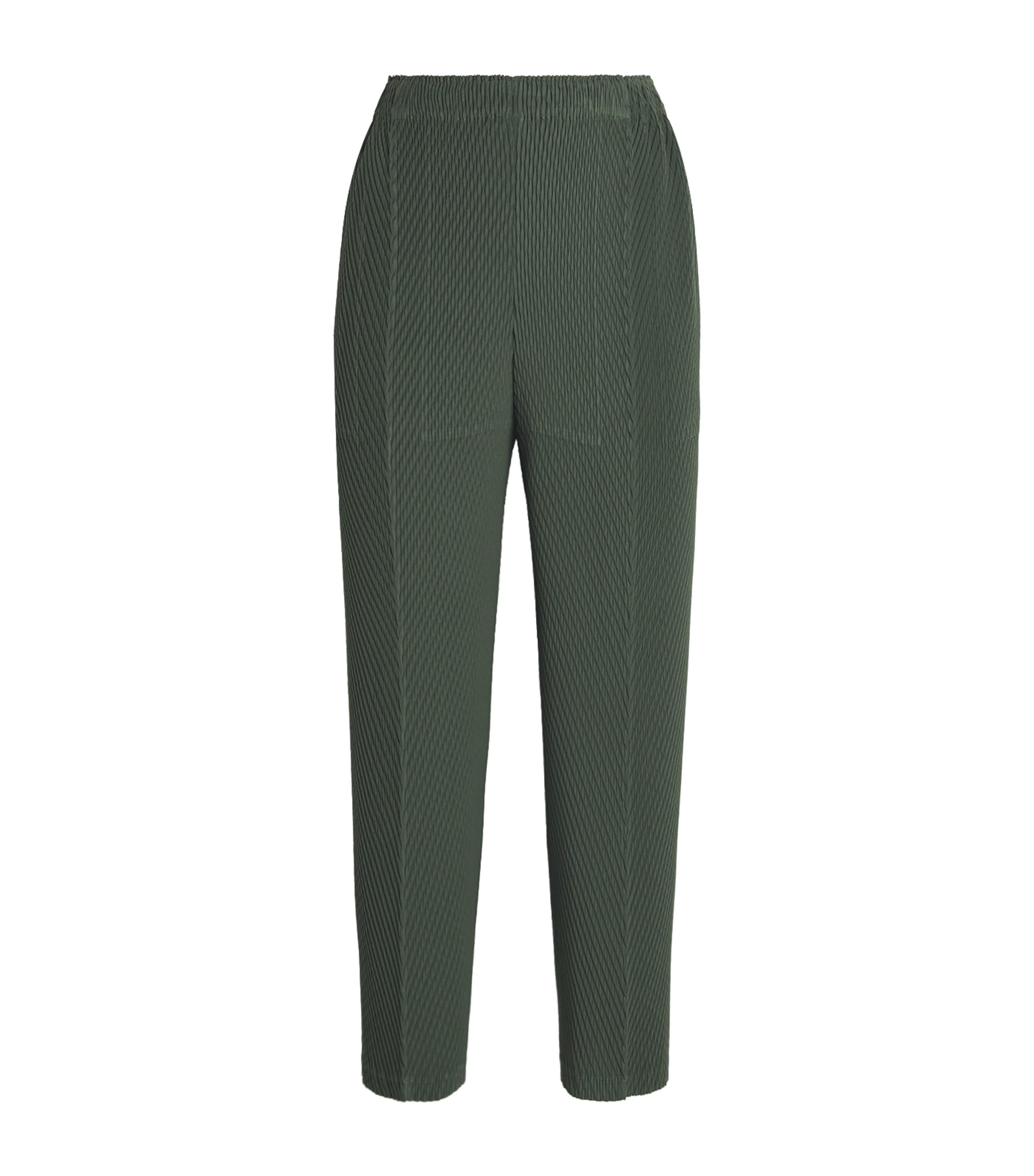 Issey Miyake Womens Rhombus Pleats Trousers Dark Green