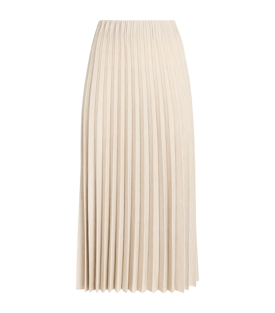 Agnona Womens Plissé Midi Skirt Beige Greige
