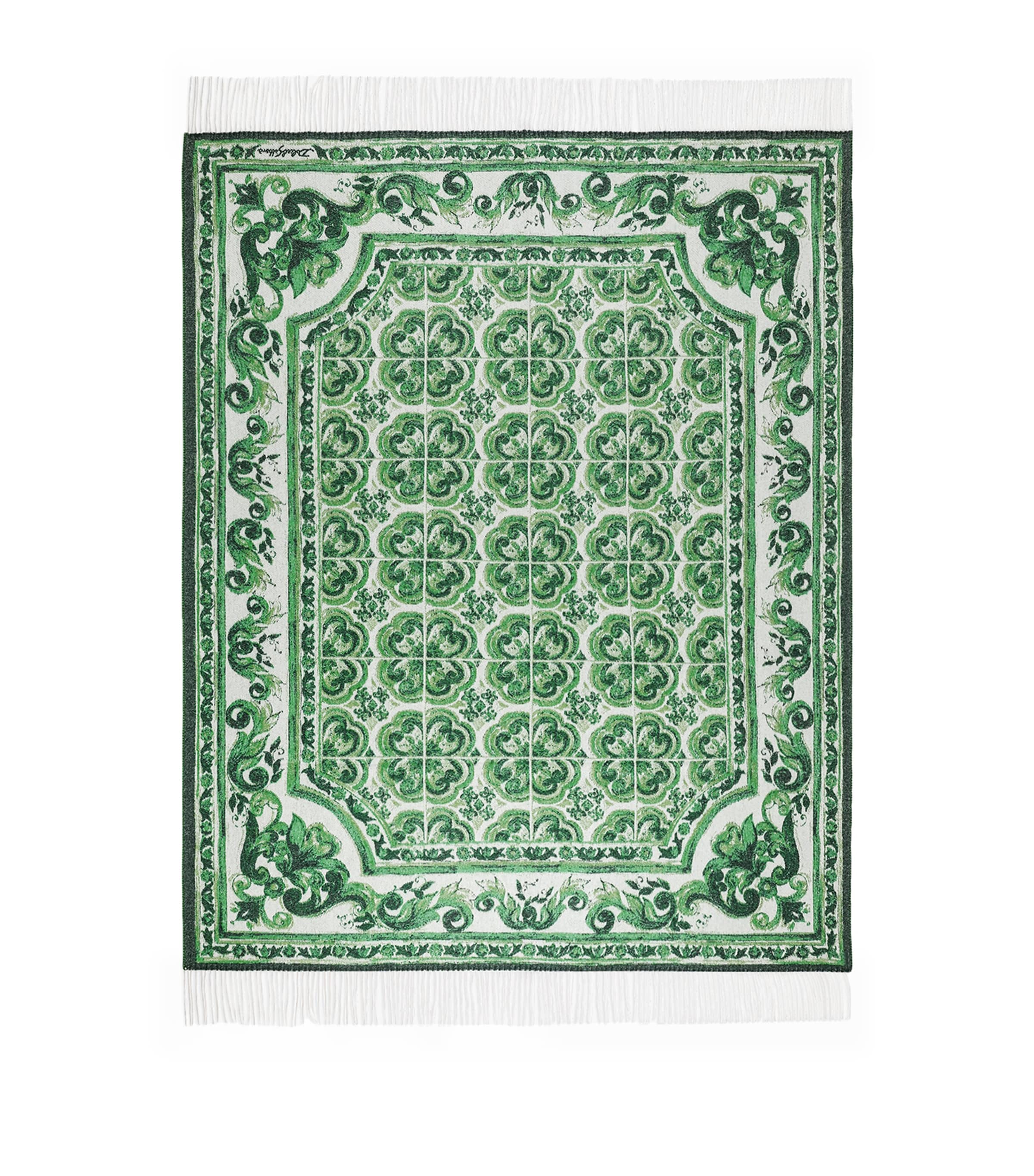 Cashmere Verde Maiolica Fringe Throw (140cm x 180cm)