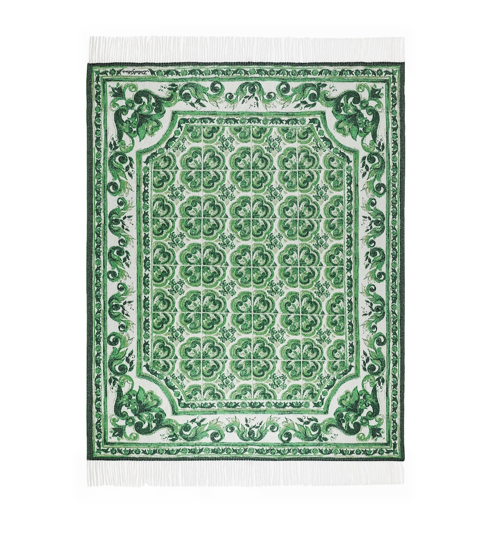 Cashmere Verde Maiolica Fringe Throw (140cm x 180cm)