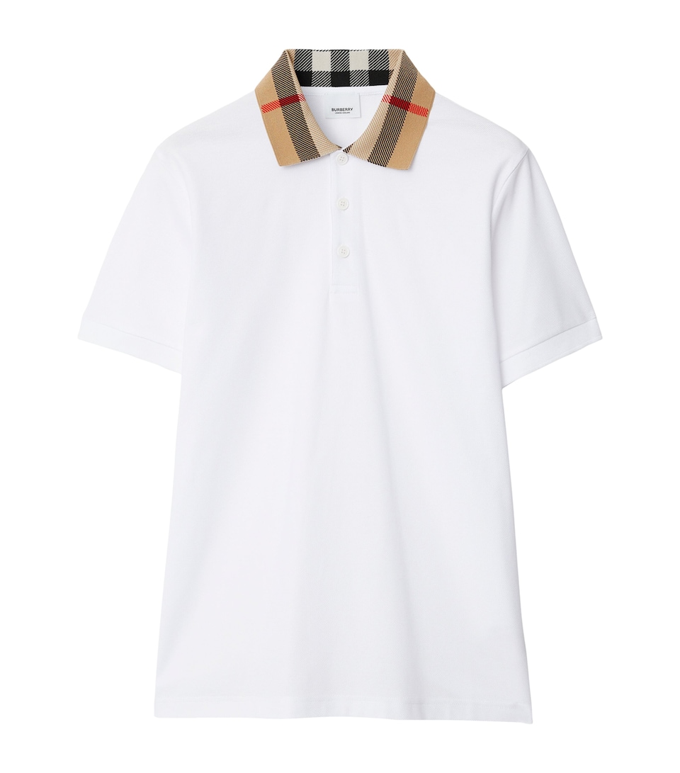 Cotton Check-Collar Polo Shirt