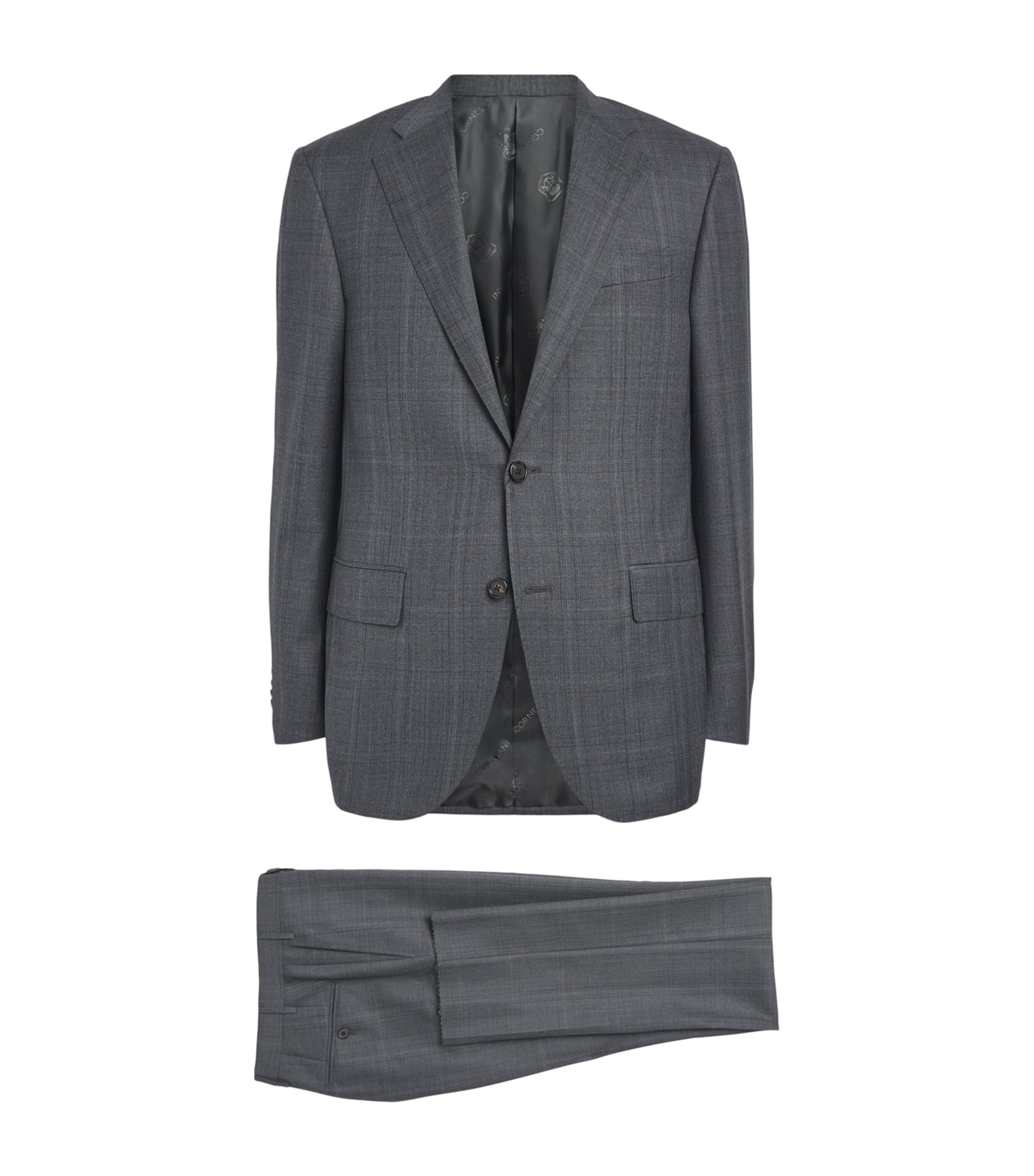 Corneliani Mens Wool 2-Piece Suit Gry Melange Drk