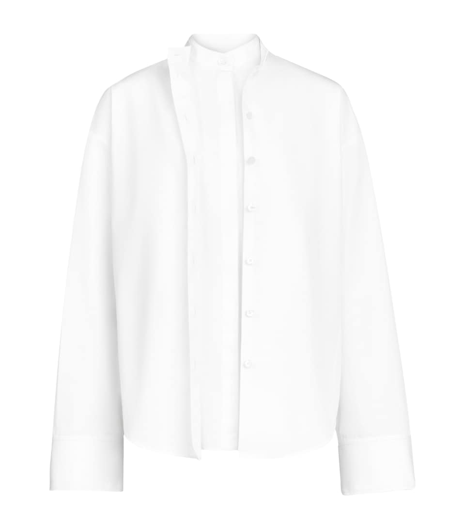 Alaïa Womens Cotton Poplin Layered Shirt Blanc