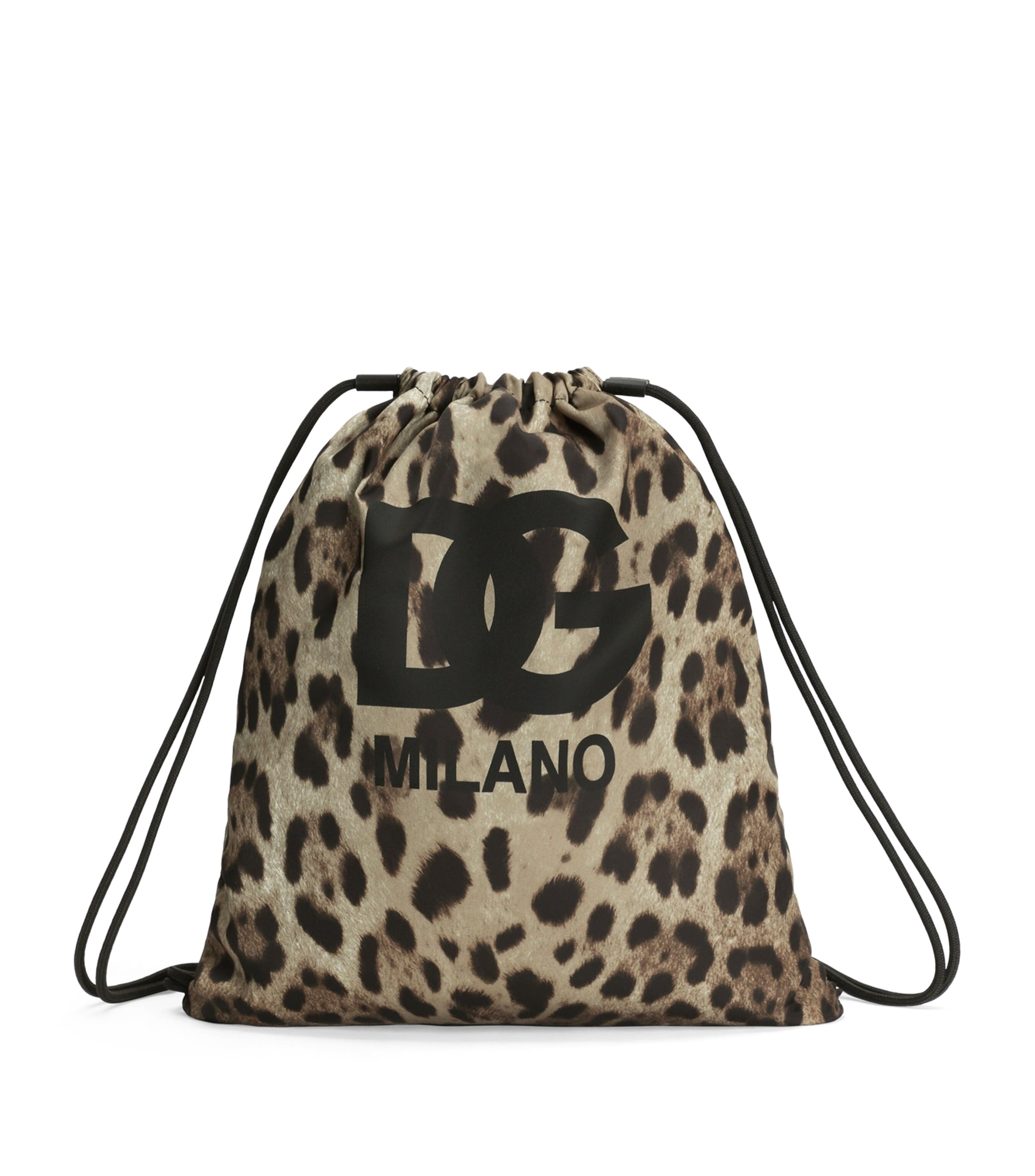 Dolce&Gabbana Kids Leopard Print Drawstring Backpack M