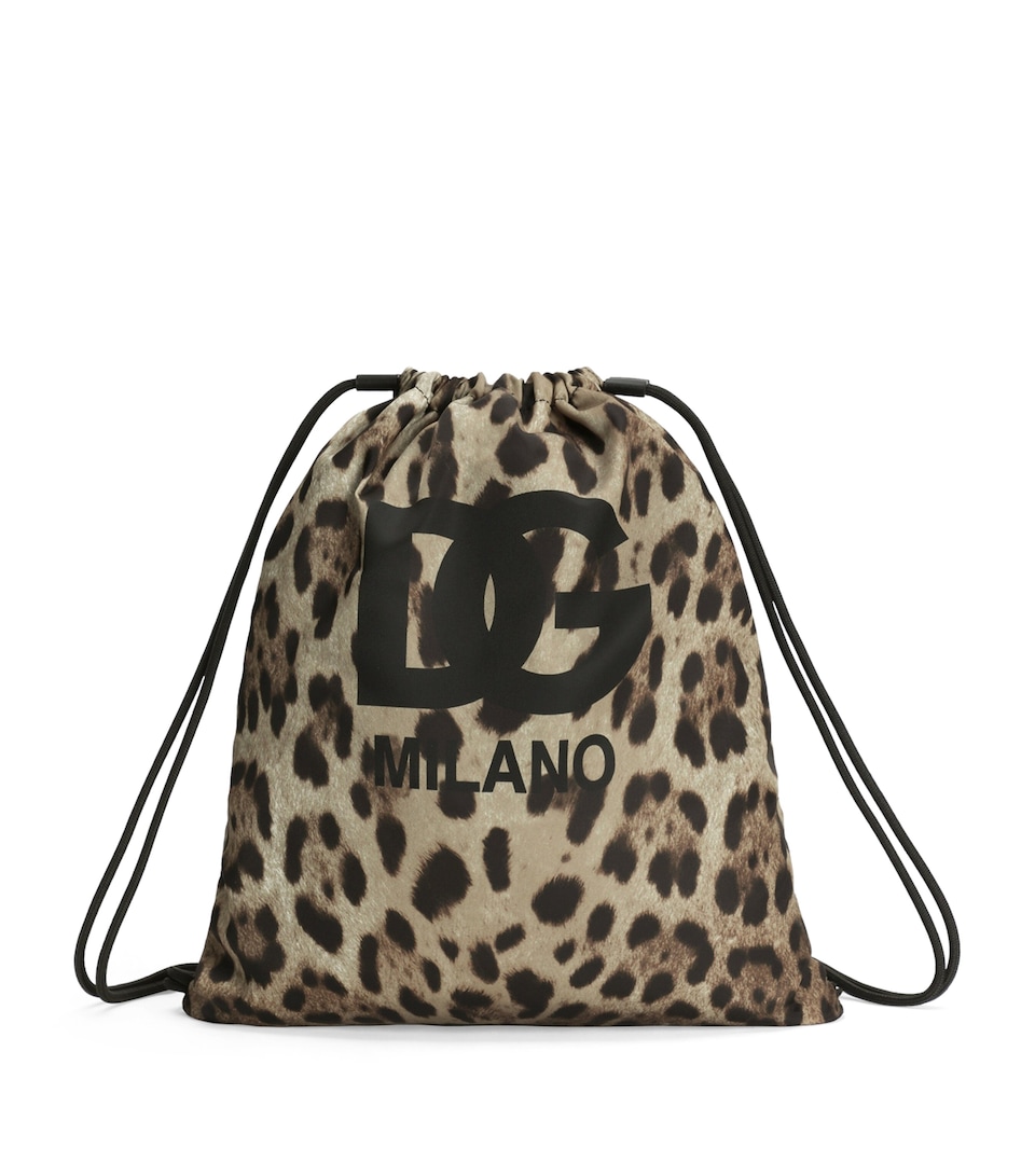 Dolce&Gabbana Kids Leopard Print Drawstring Backpack M