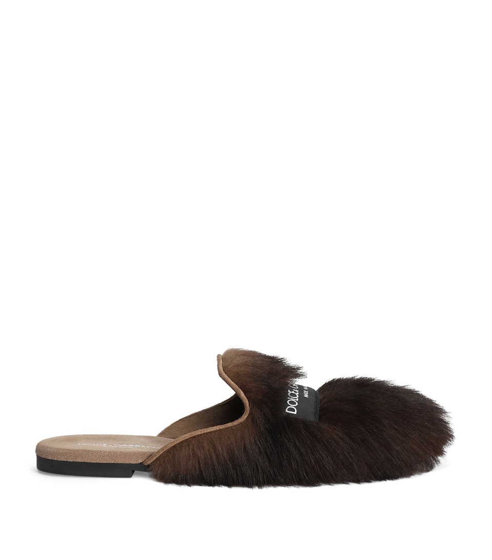 Dolce&Gabbana Shearling Slippers Maho
