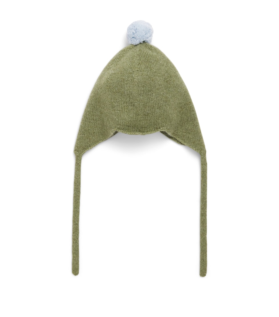 Rosie Sugden Cashmere Pom-Pom Bonnet (0-24 Months) Fern/spa Blue