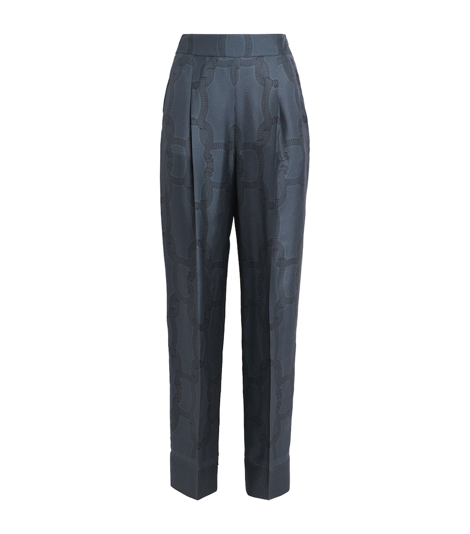 Silk Printed Wide-Leg Trousers