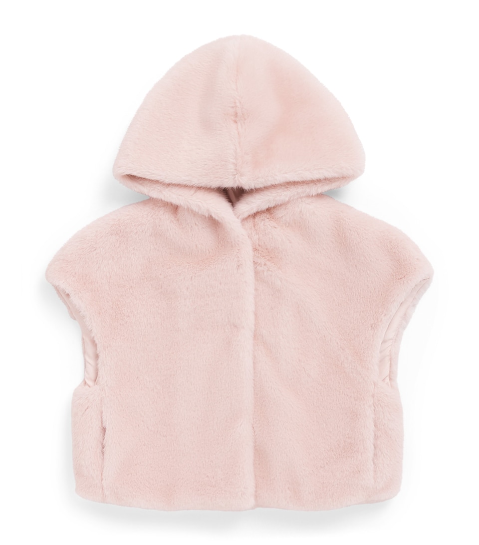 Monnalisa Faux Fur Hoodie (4-14 Years) Rosa Antico