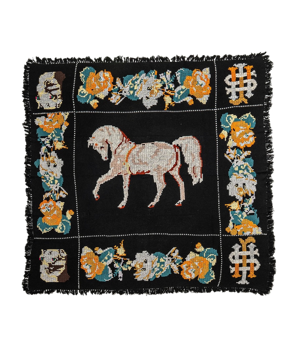 Cashmere Pony Embroidery Throw (170cm x 170cm)