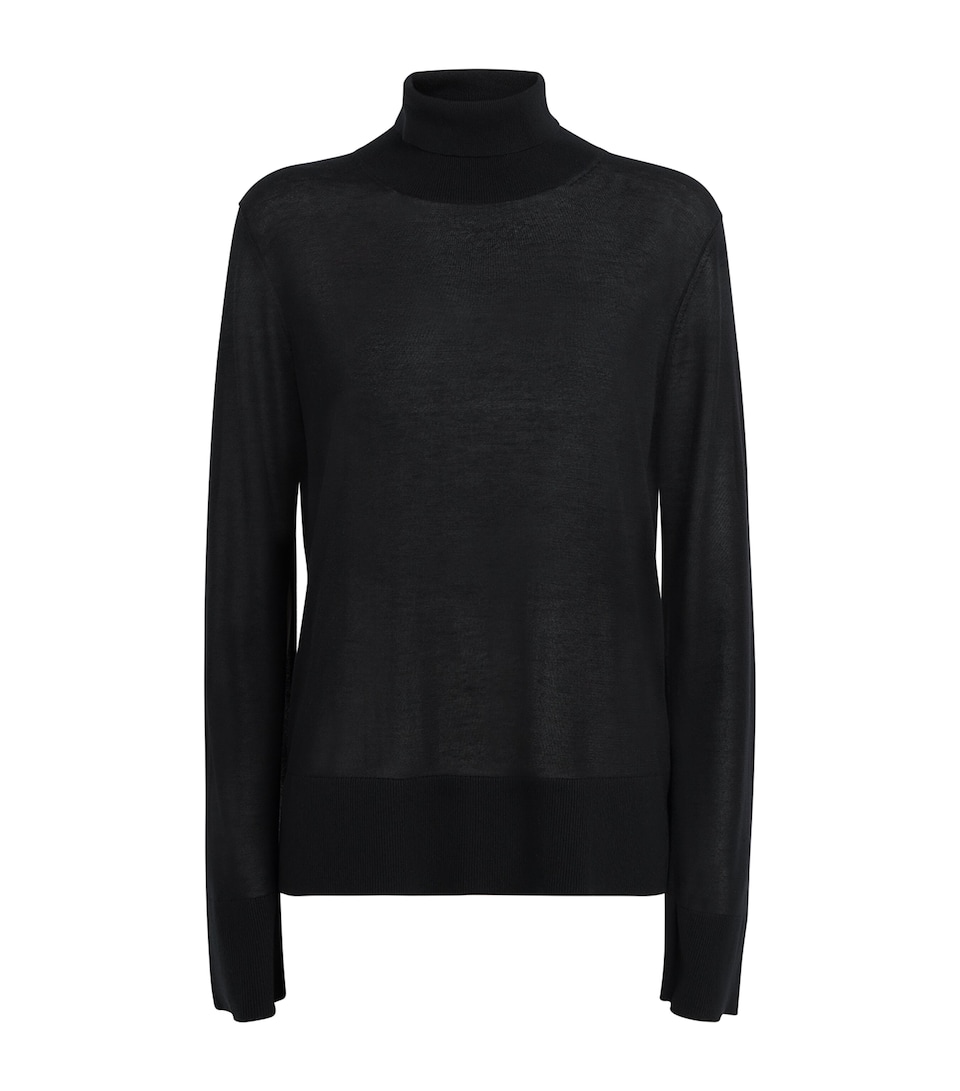 Semi-Sheer Split-Sleeve Rollneck Top