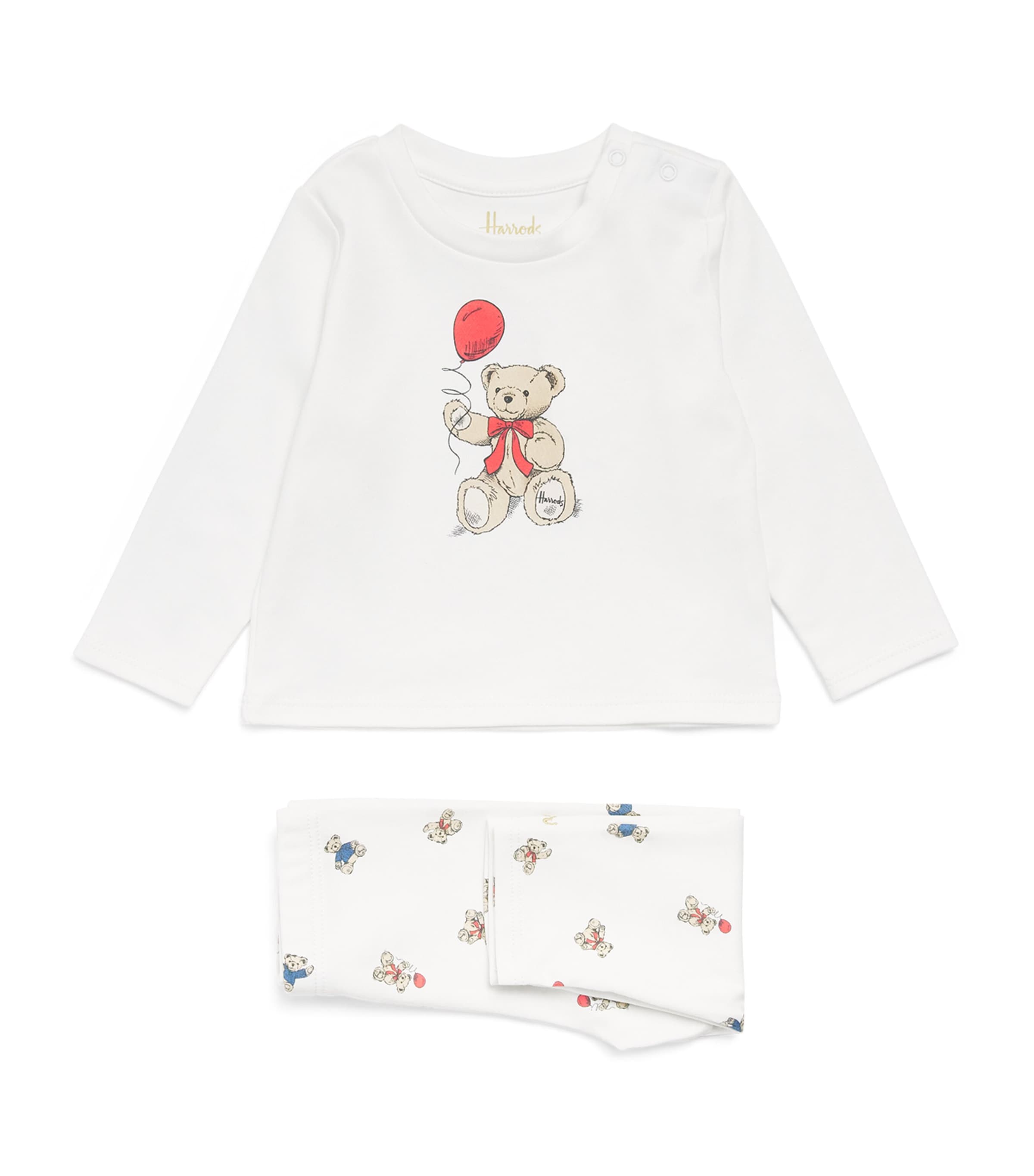 Harrods Cotton Henry Bear Pyjama Set (0-18 Months) Ivory