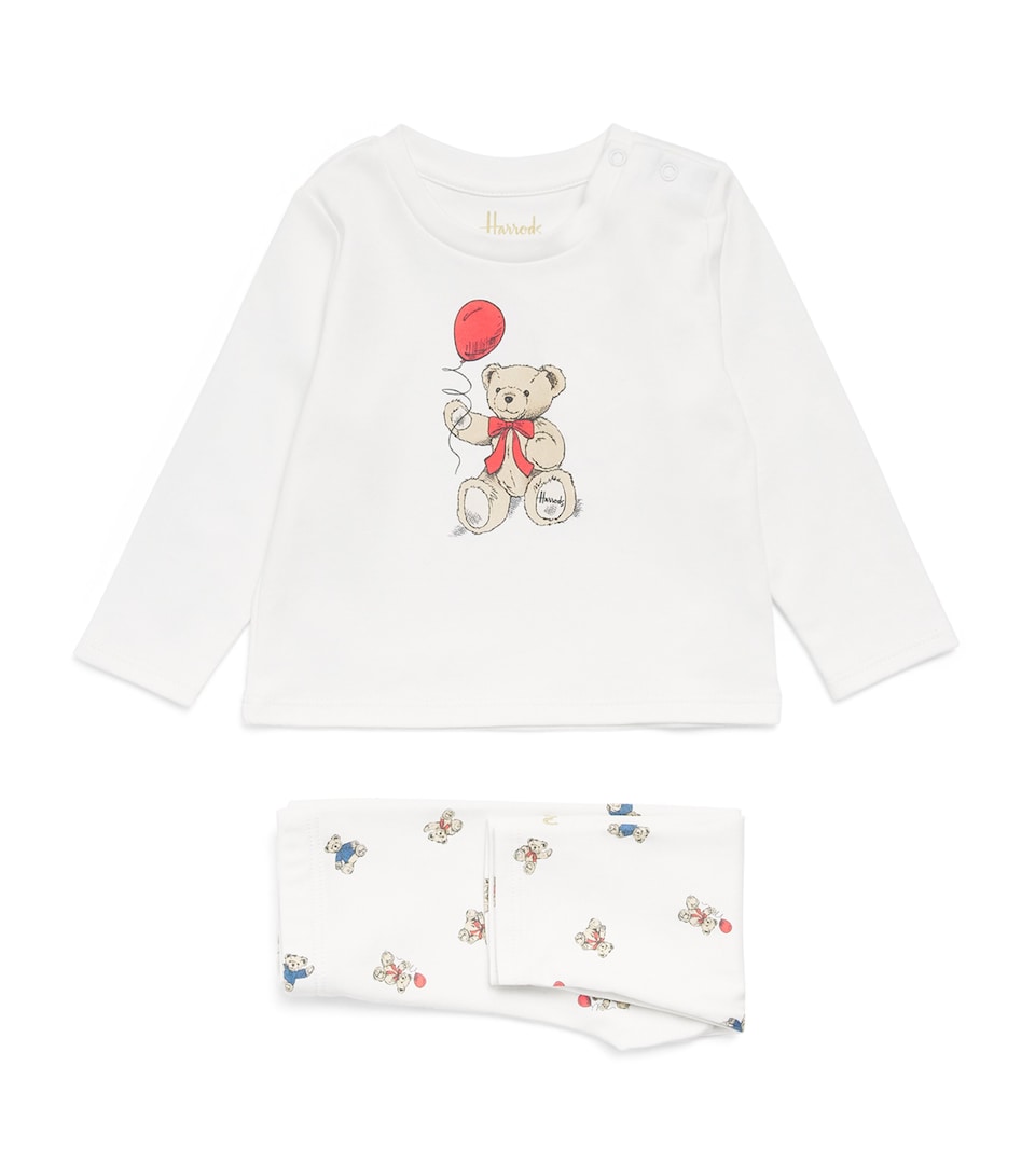 Harrods Cotton Henry Bear Pyjama Set (0-18 Months) Ivory