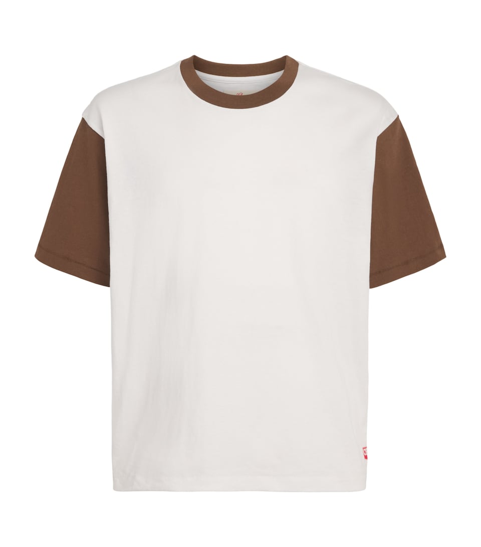 Cherry Los Angeles Mens Cotton Safari Ringer T-Shirt Vintage White/brown