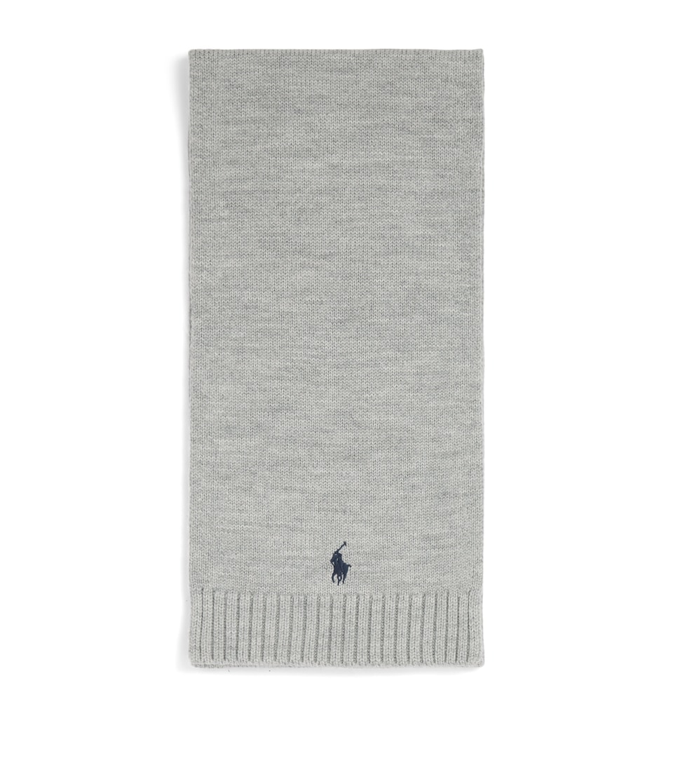 Ralph Lauren Kids Wool Polo Pony Scarf Golf Lght Gry Hther