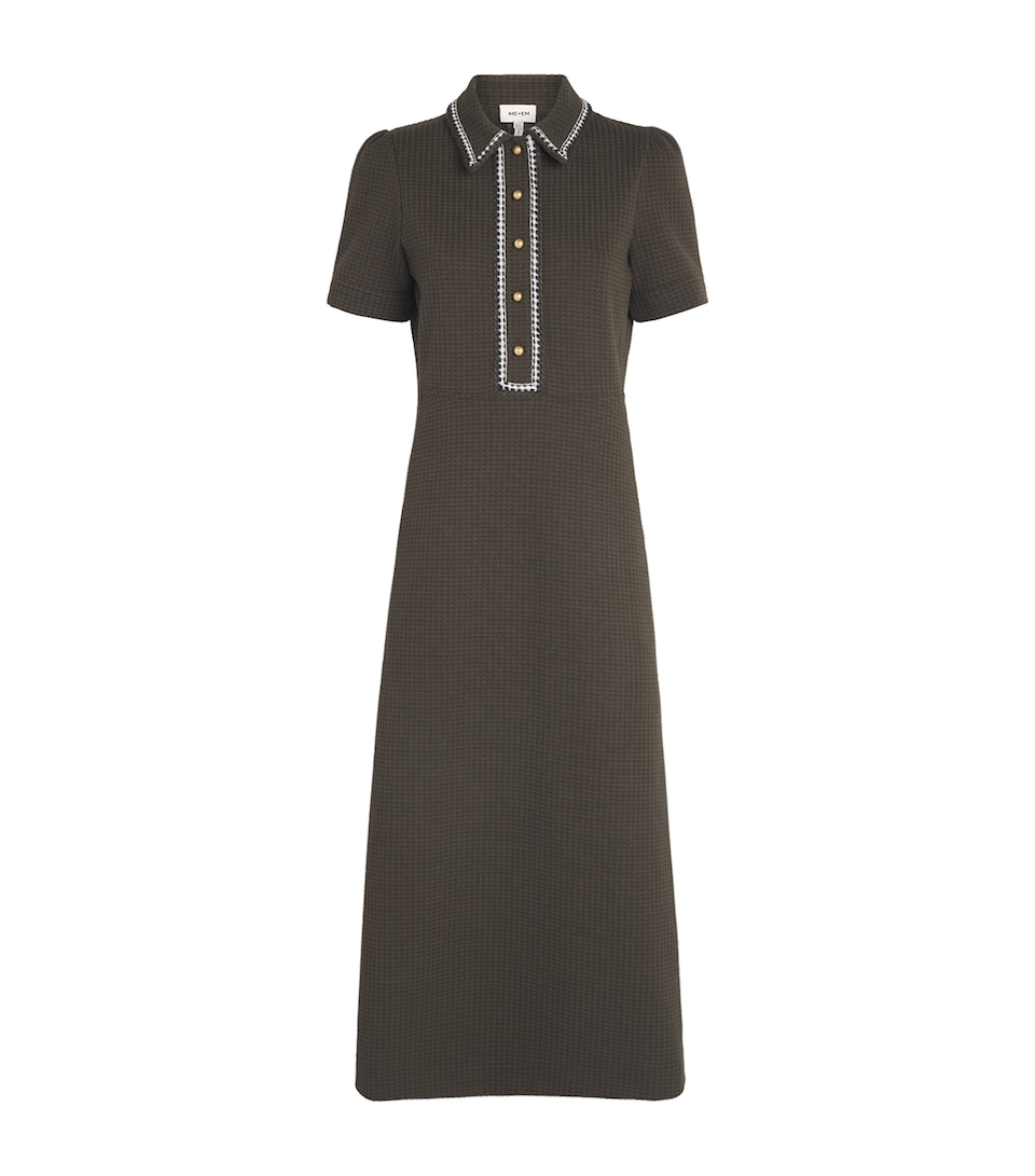 ME+EM Womens Fit-and-Flare Midi Dress Rich Olive Green