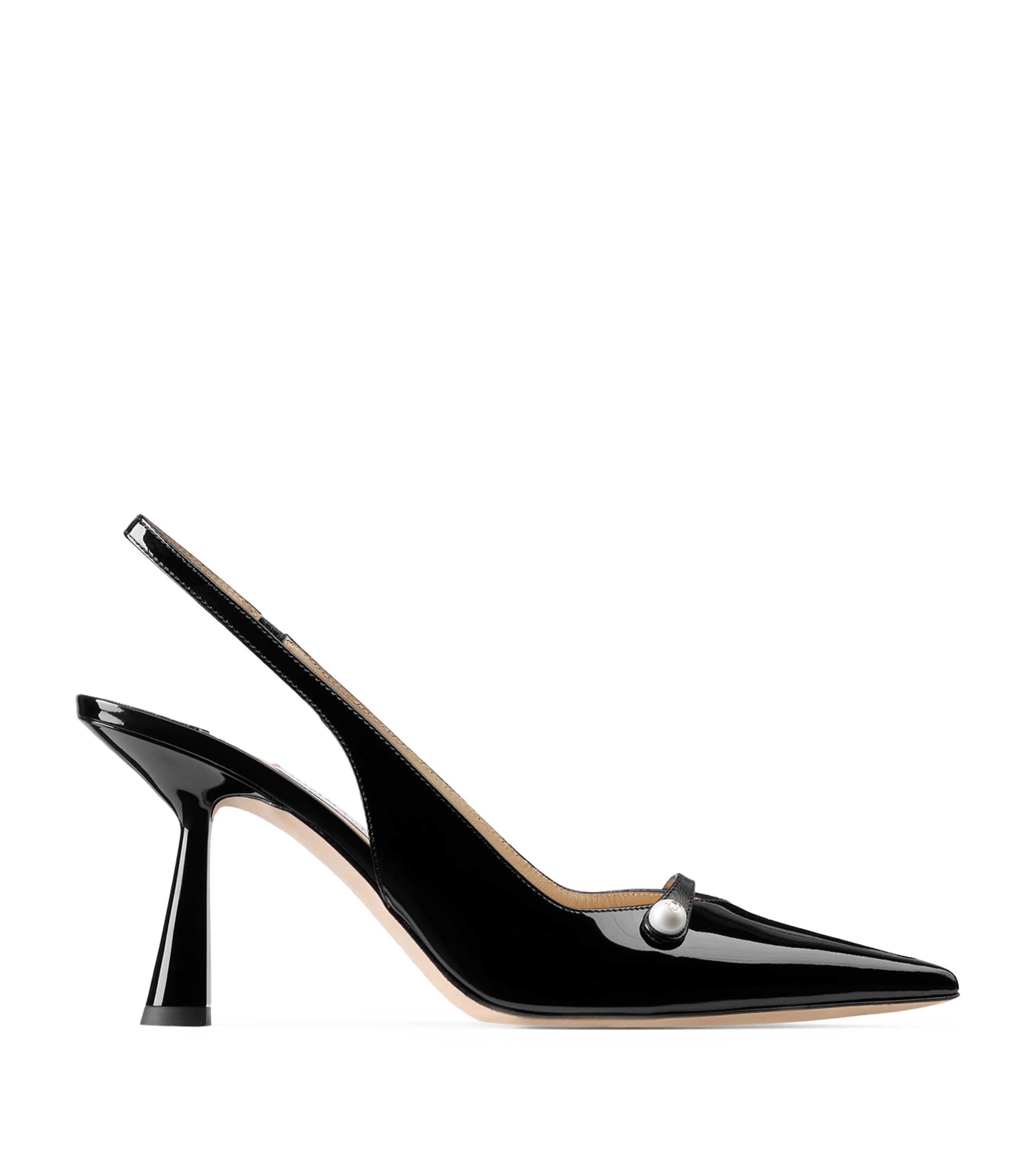 Jimmy Choo Amita 85 Leather Slingback Pumps Black/black