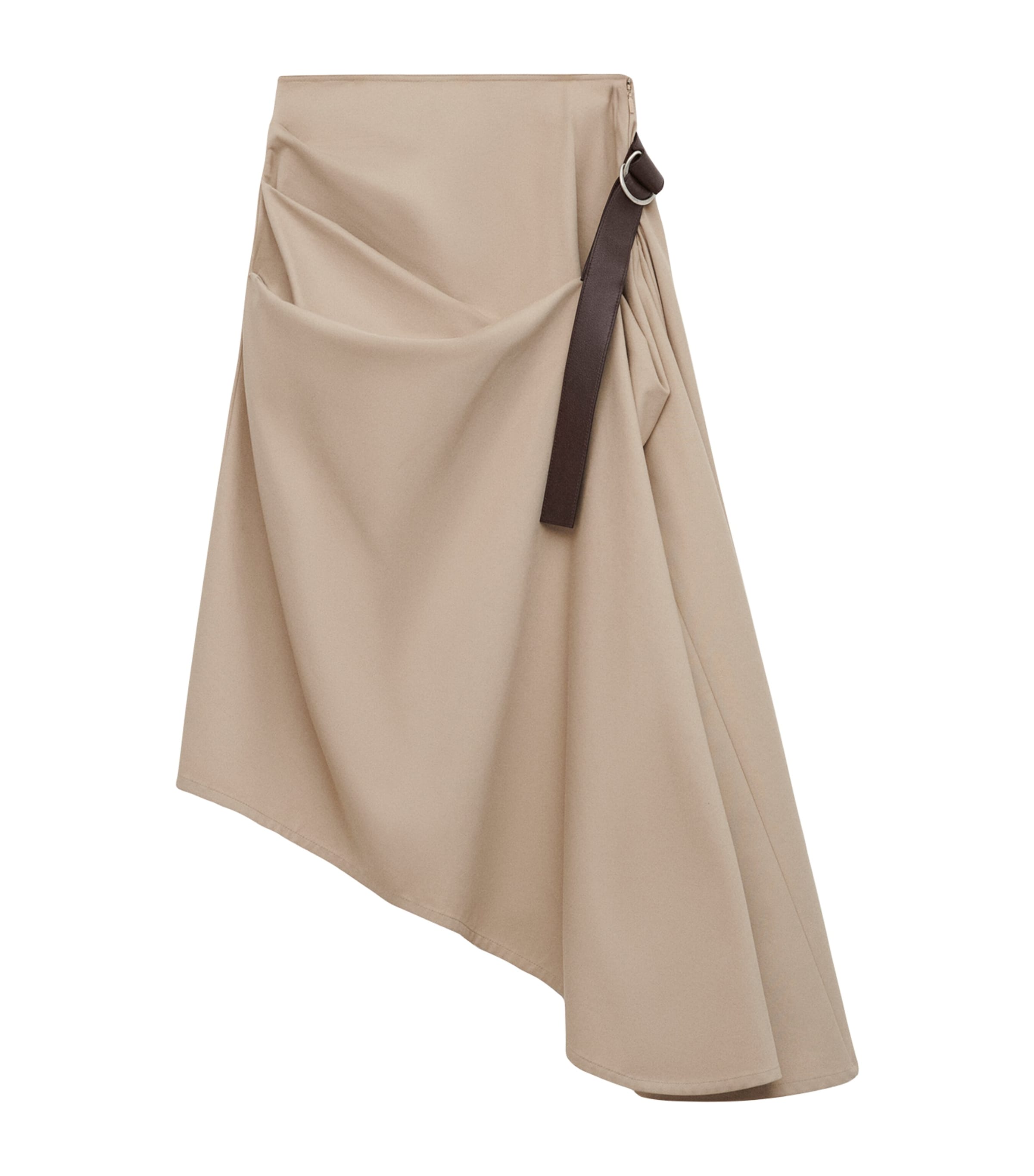Cotton-Silk Asymmetric Midi Skirt