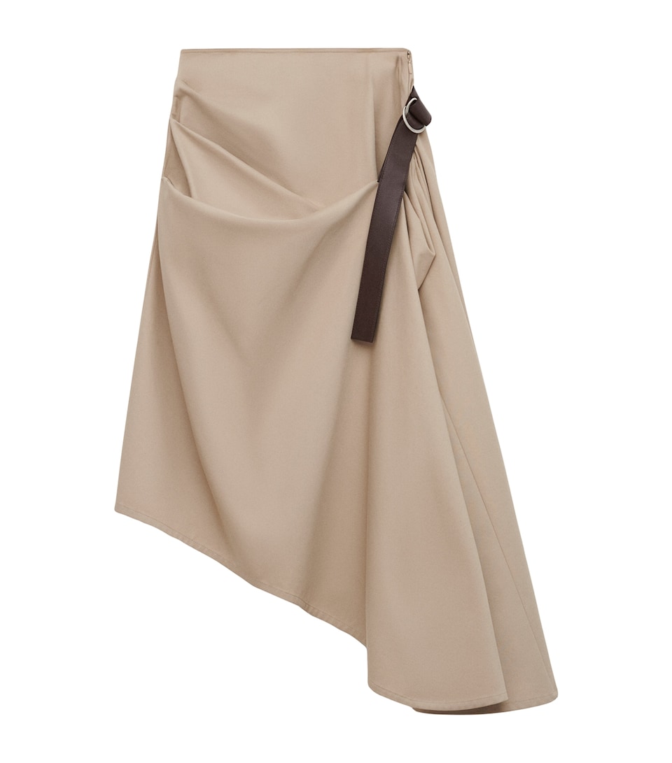 Cotton-Silk Asymmetric Midi Skirt