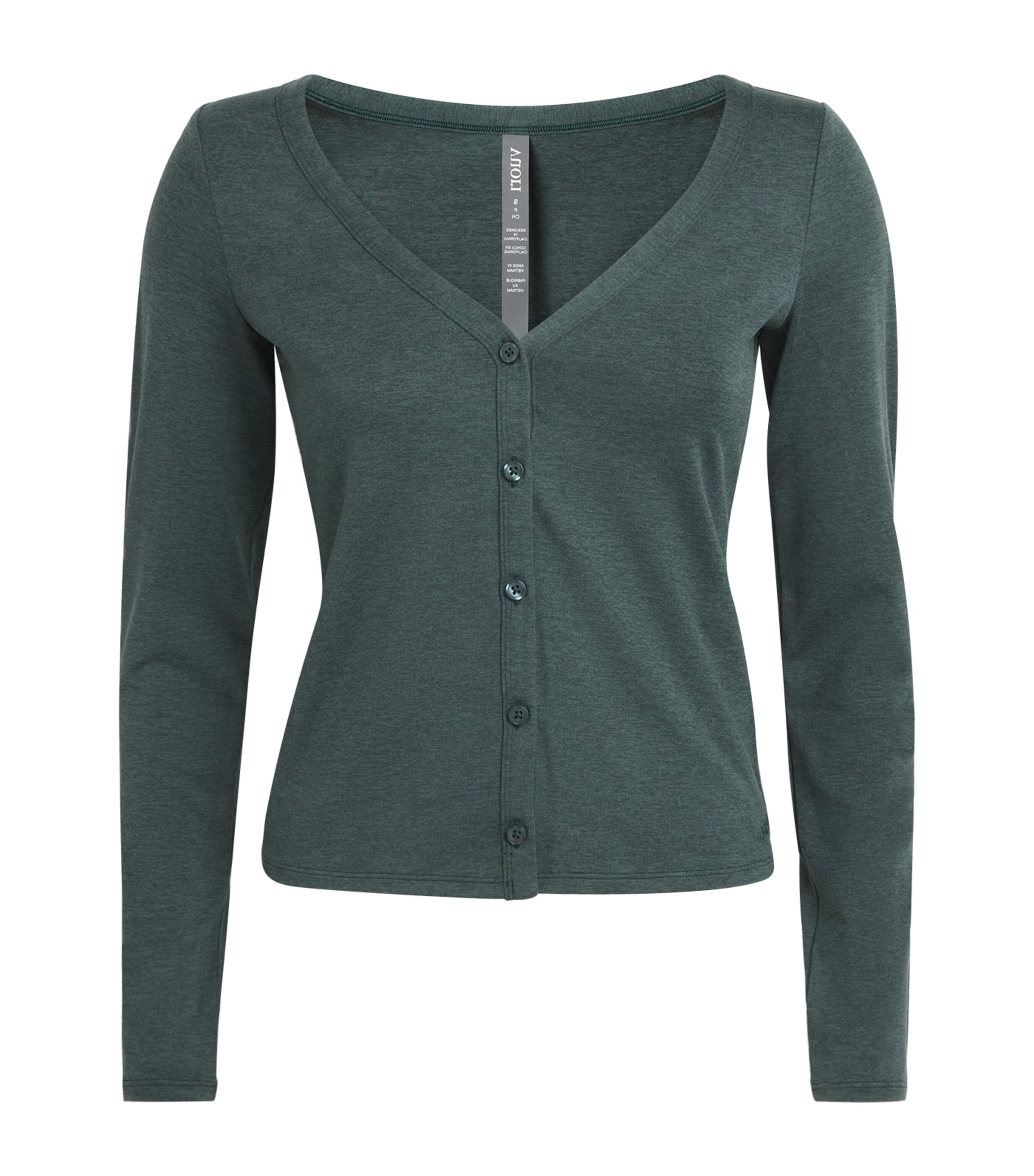 VUORI Womens Halo V-Neck Cardigan Hemlock Heather