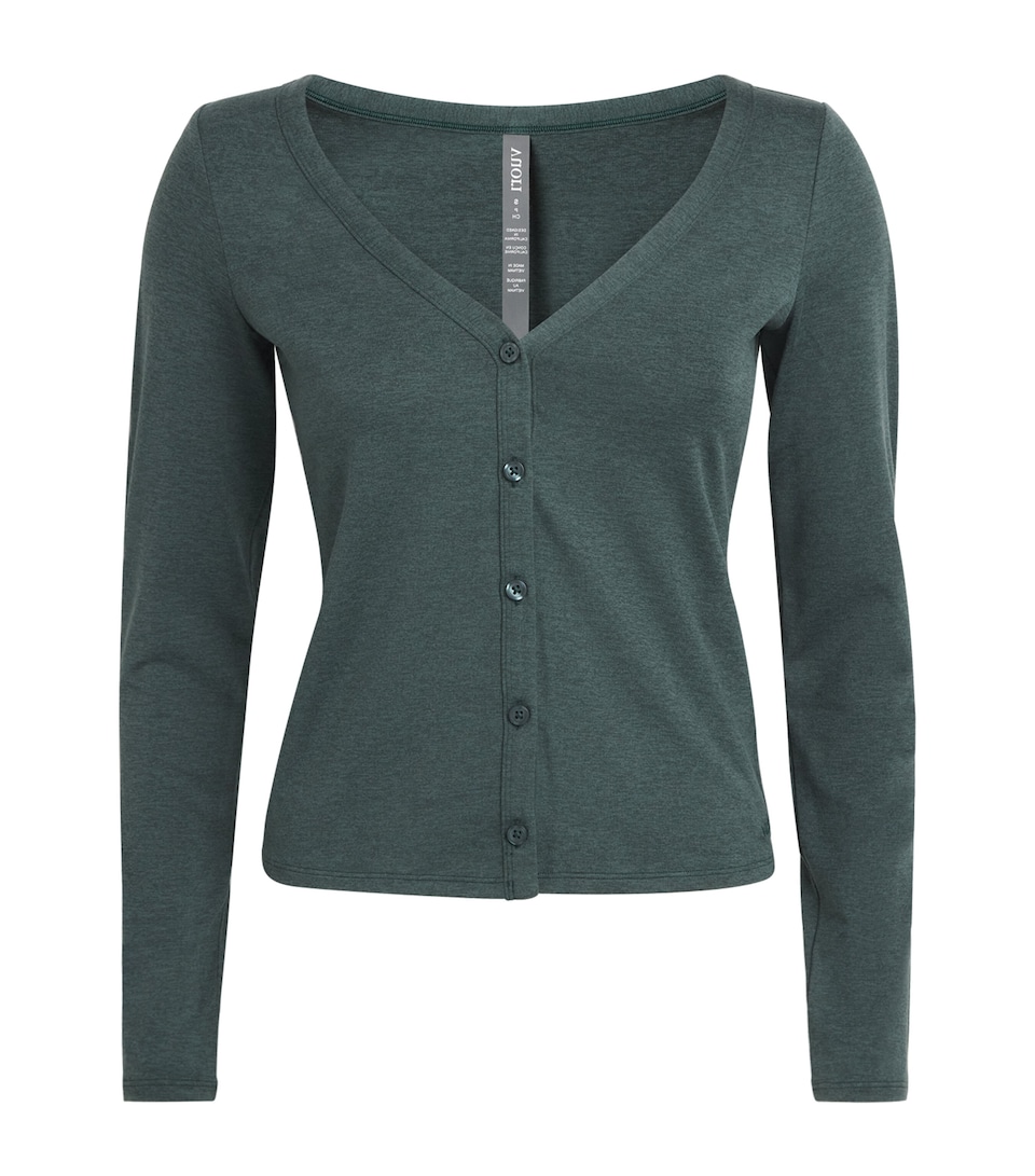 VUORI Womens Halo V-Neck Cardigan Hemlock Heather