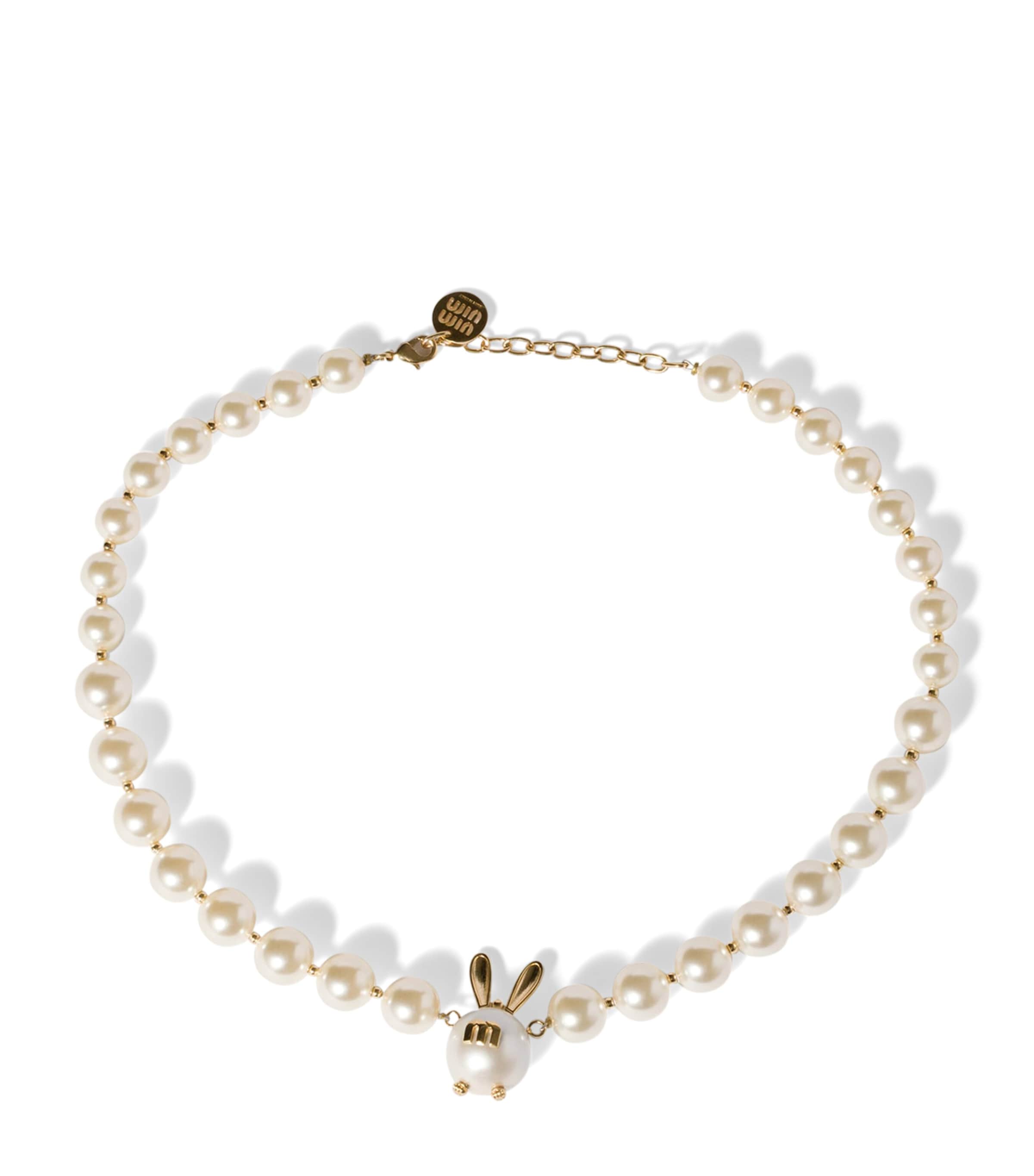Miu Miu Pearl-Effect Necklace Gold/silver
