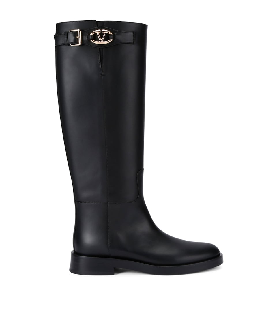 Leather VLogo Knee-High Boots 30