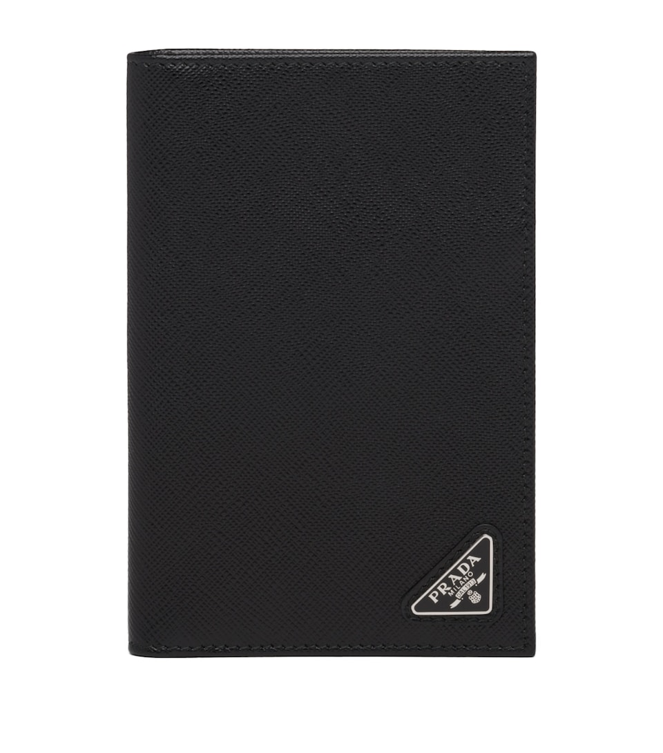 Saffiano Leather Logo Passport Holder