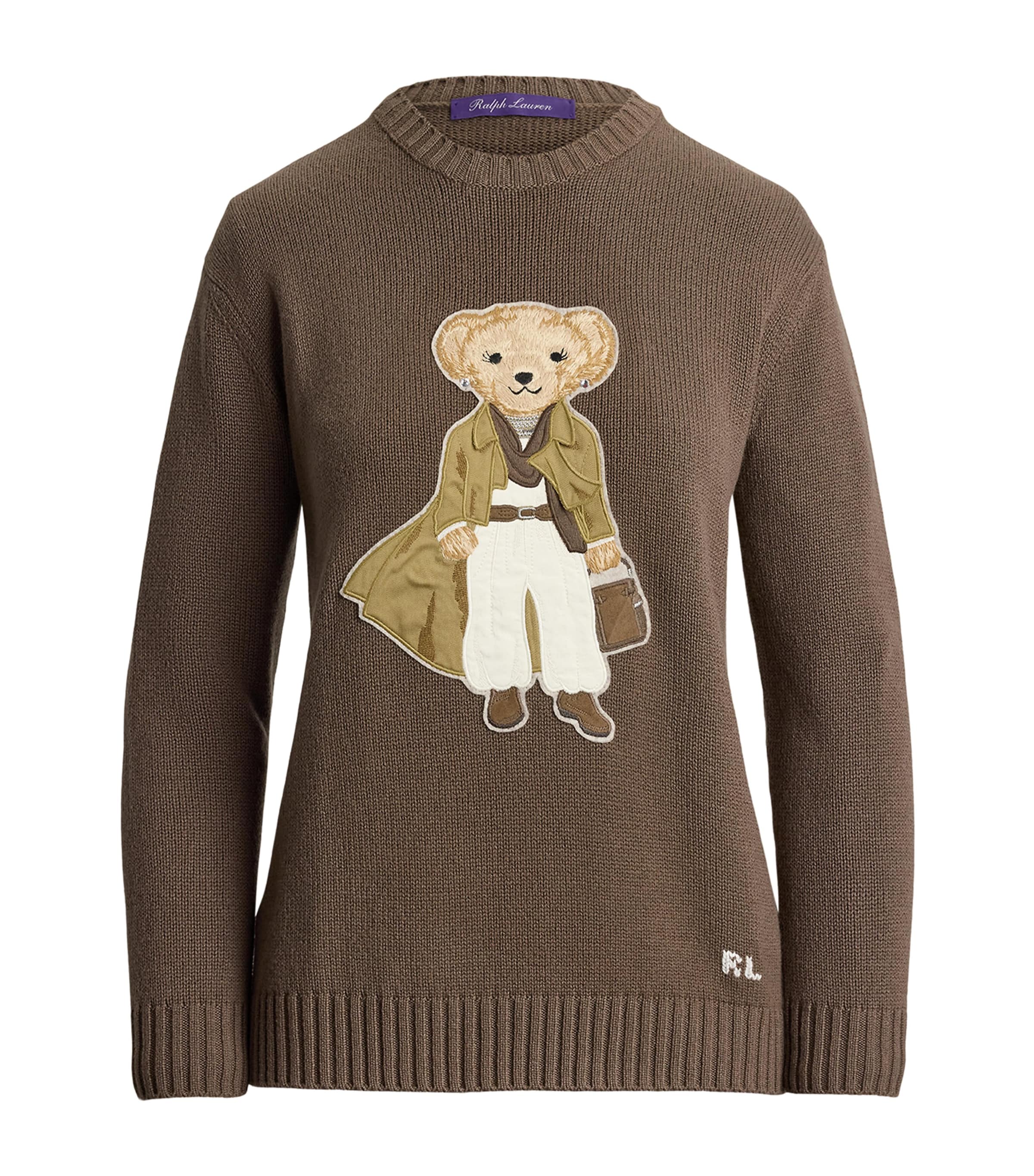 Ralph Lauren Collection Womens Cashmere Polo Bear Sweater Portobello