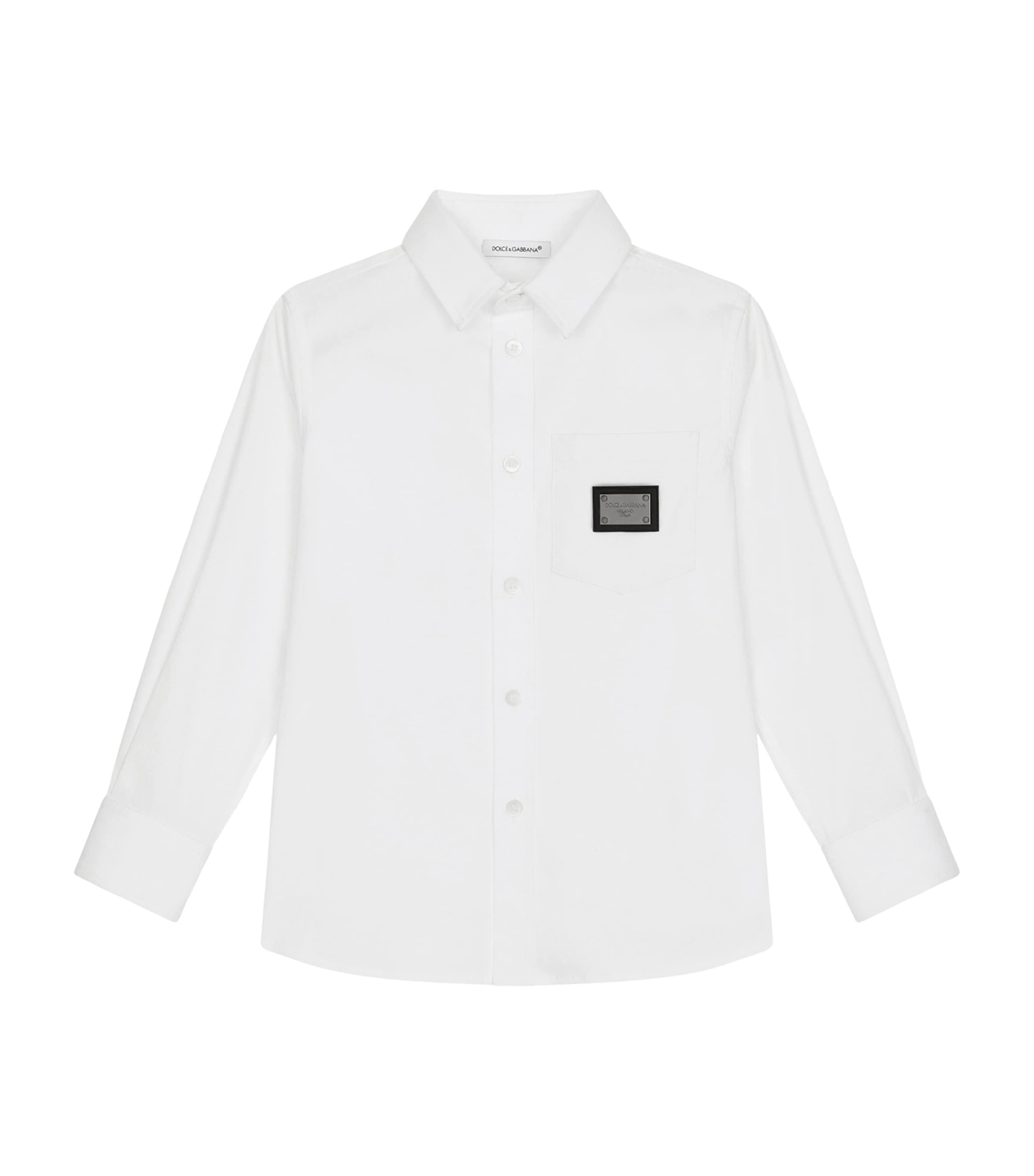 Dolce&Gabbana Kids Cotton-Blend Logo Plaque Shirt (2-6 Years) Optical White